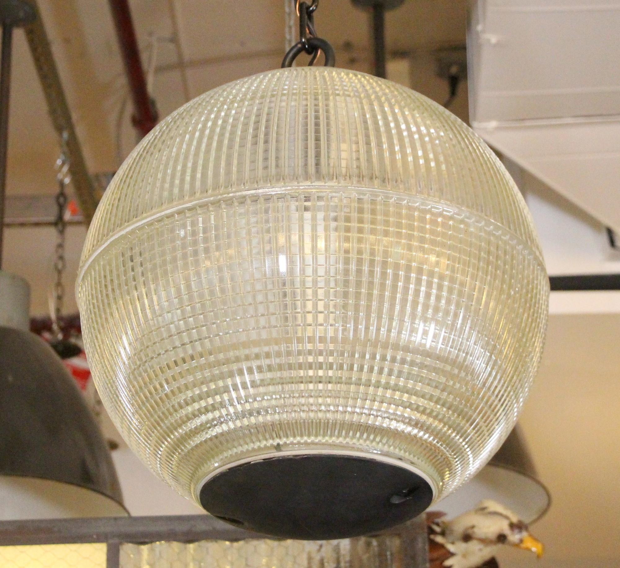 Industrial 1960s Paris Holophane Globe Street Pendant Light Qty Available For Sale
