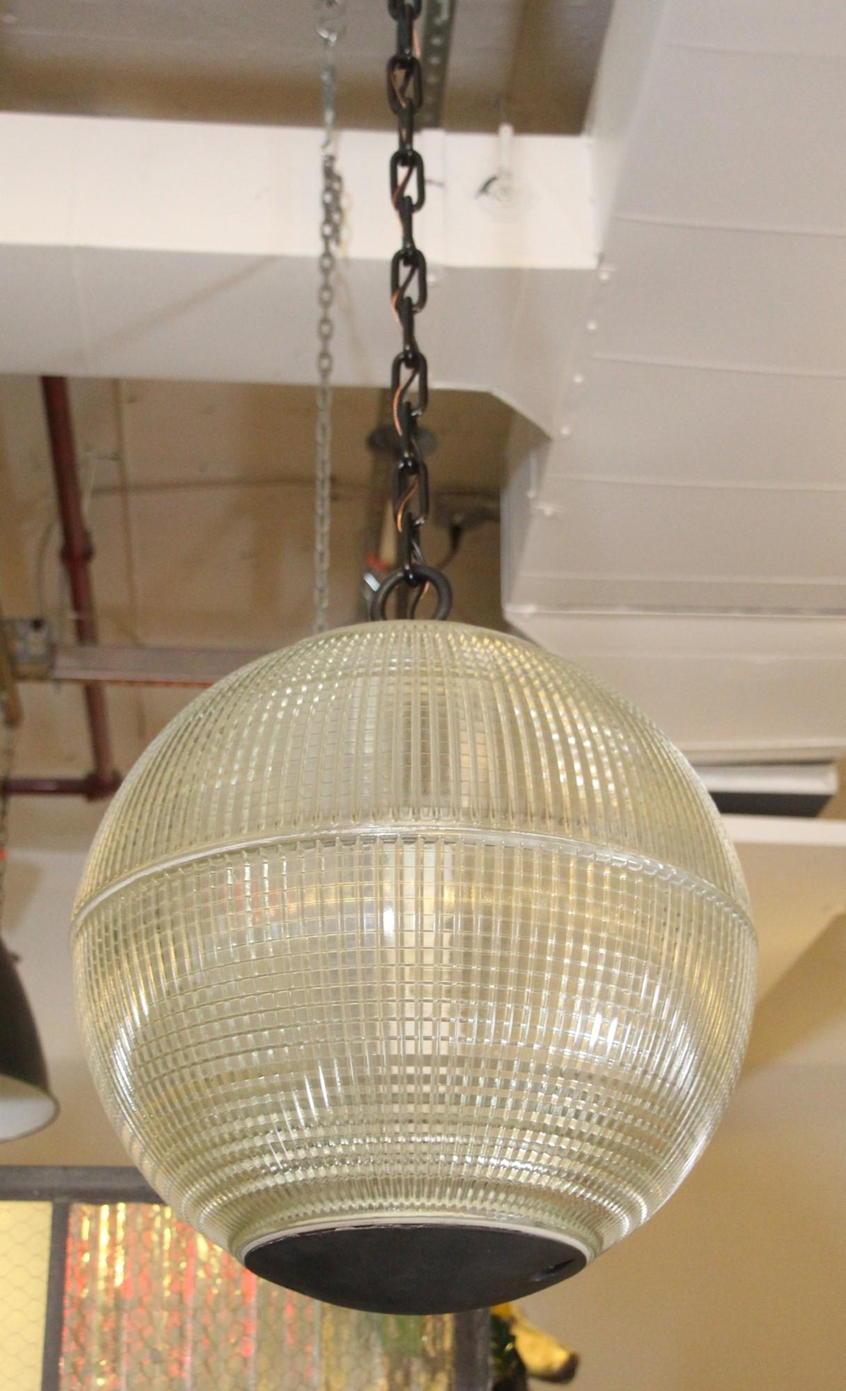 Mid-20th Century 1960s Paris Holophane Globe Street Pendant Light Qty Available For Sale