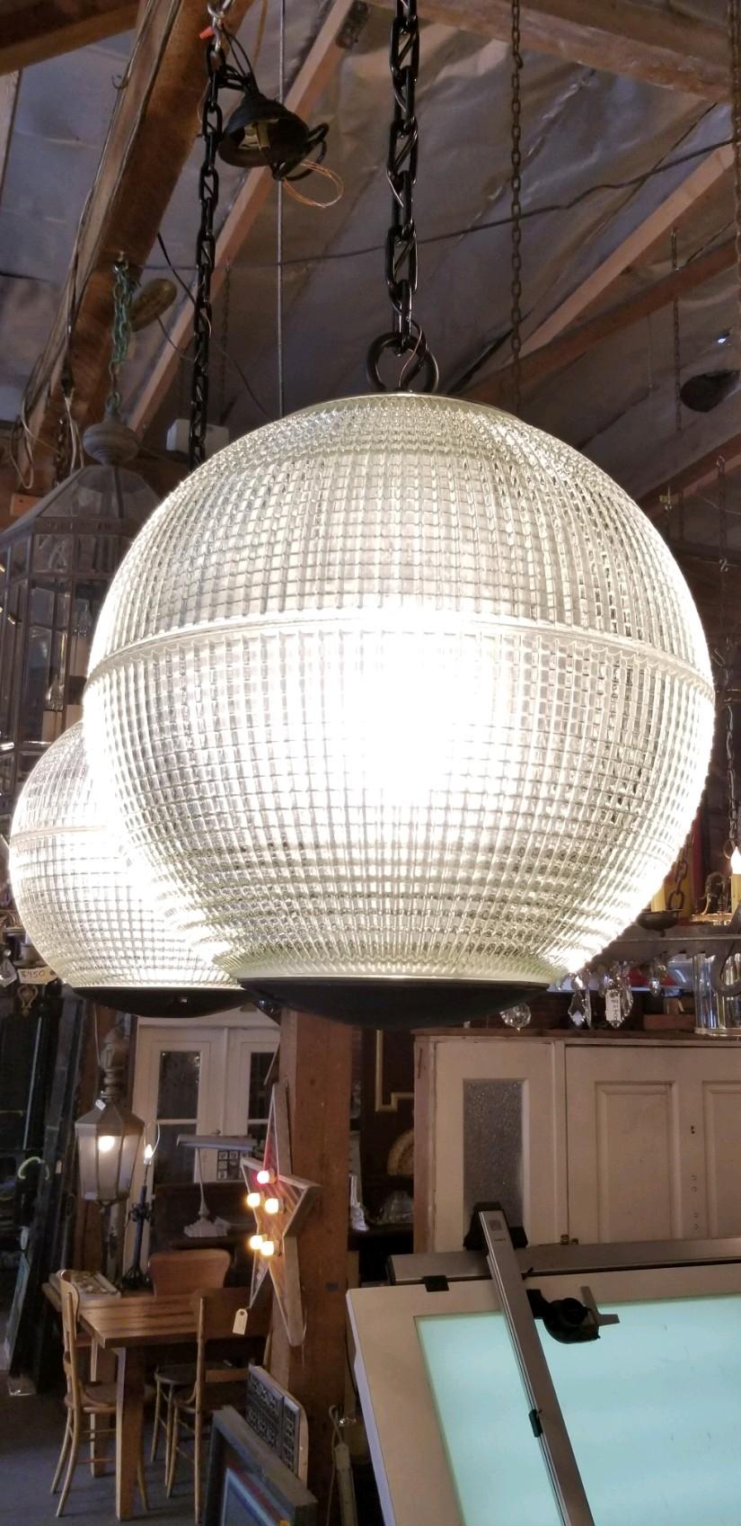 1960s Paris Holophane Globe Streetlight Turned Pendant Street Light 3