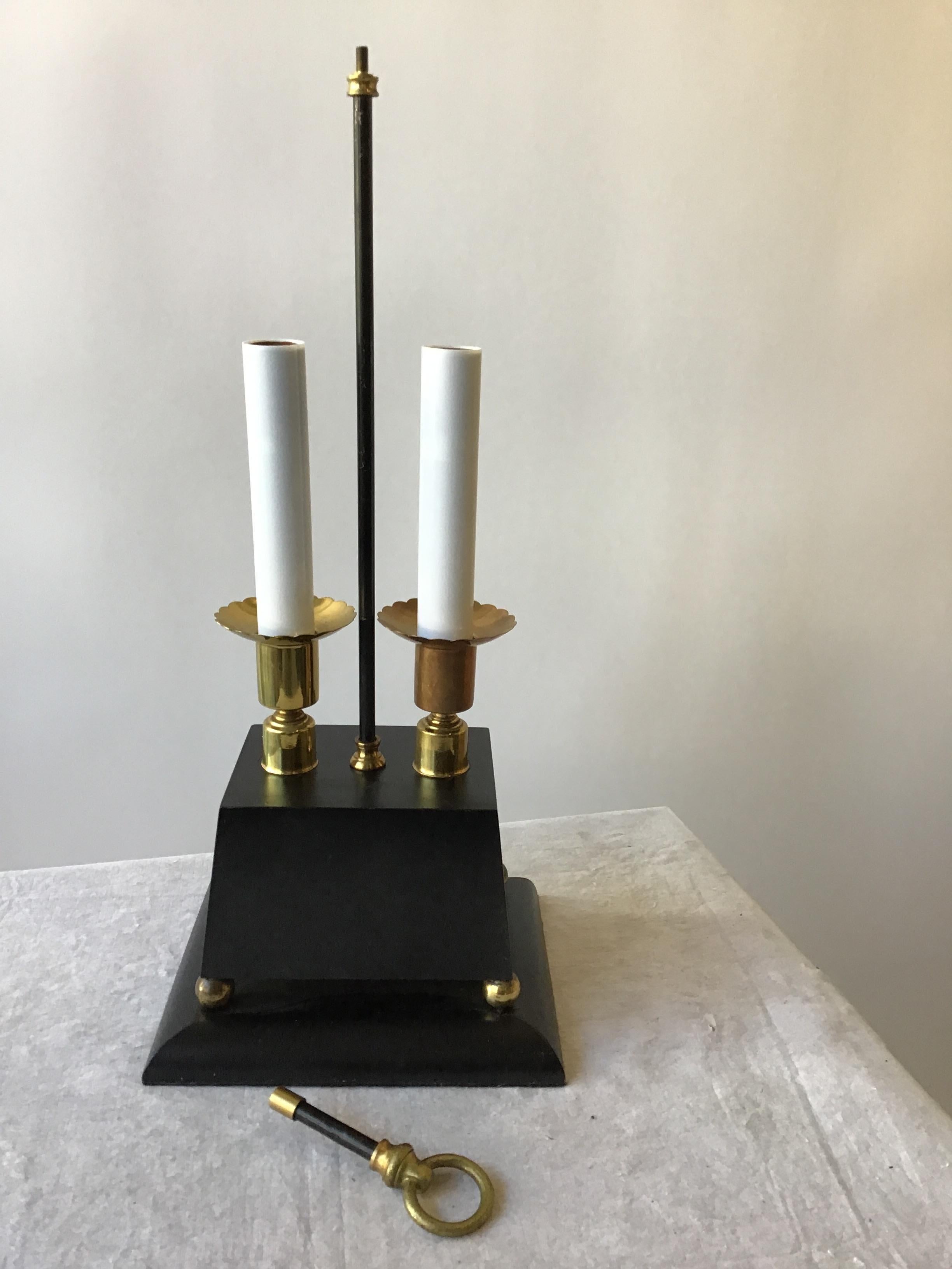 1960s Parzinger Style Brass and Black Wood Lamps For Sale 7