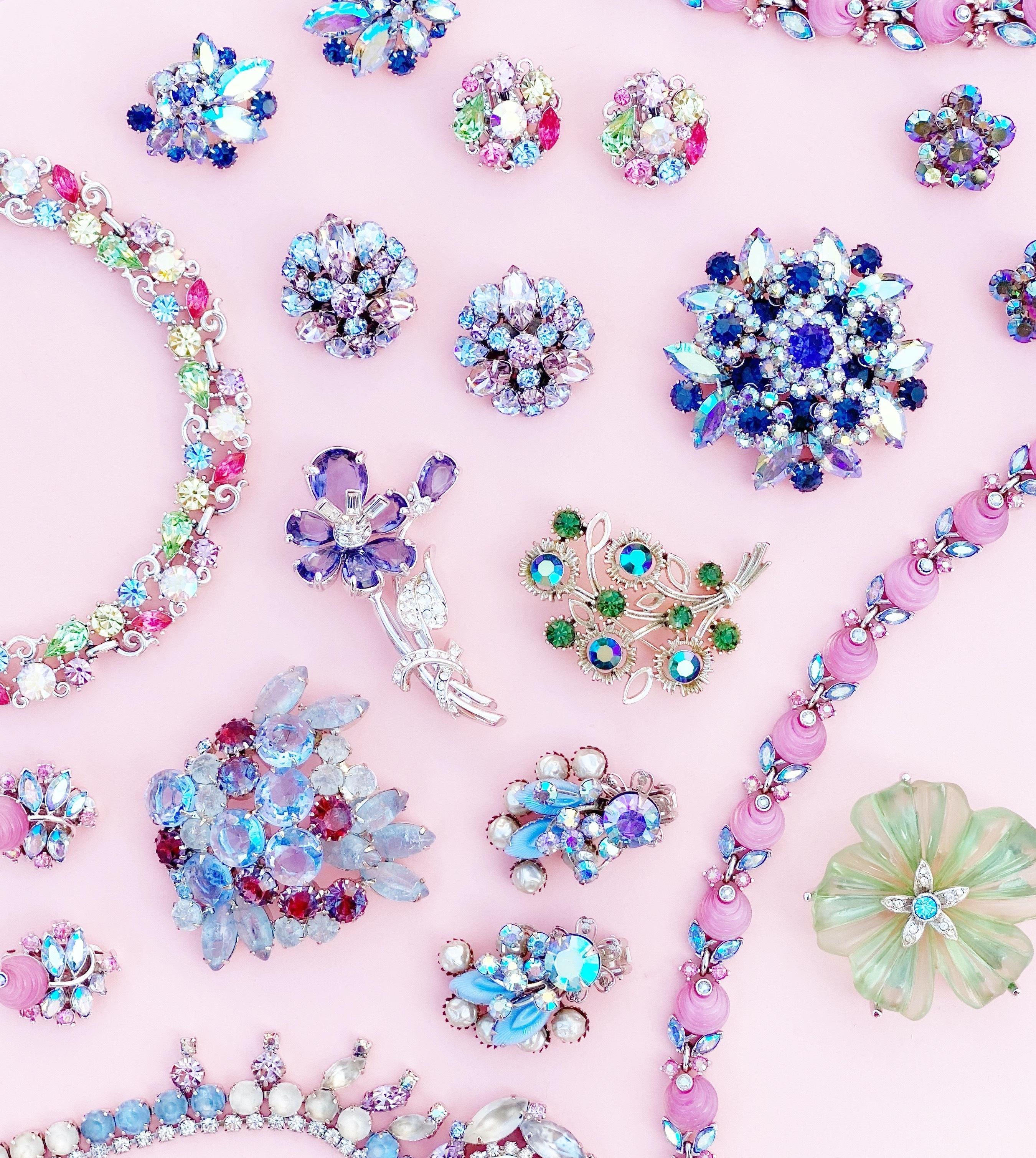1960s Pastel Crystal Rhinestone Fruit Salad Cocktail Choker Necklace By Lisner 6
