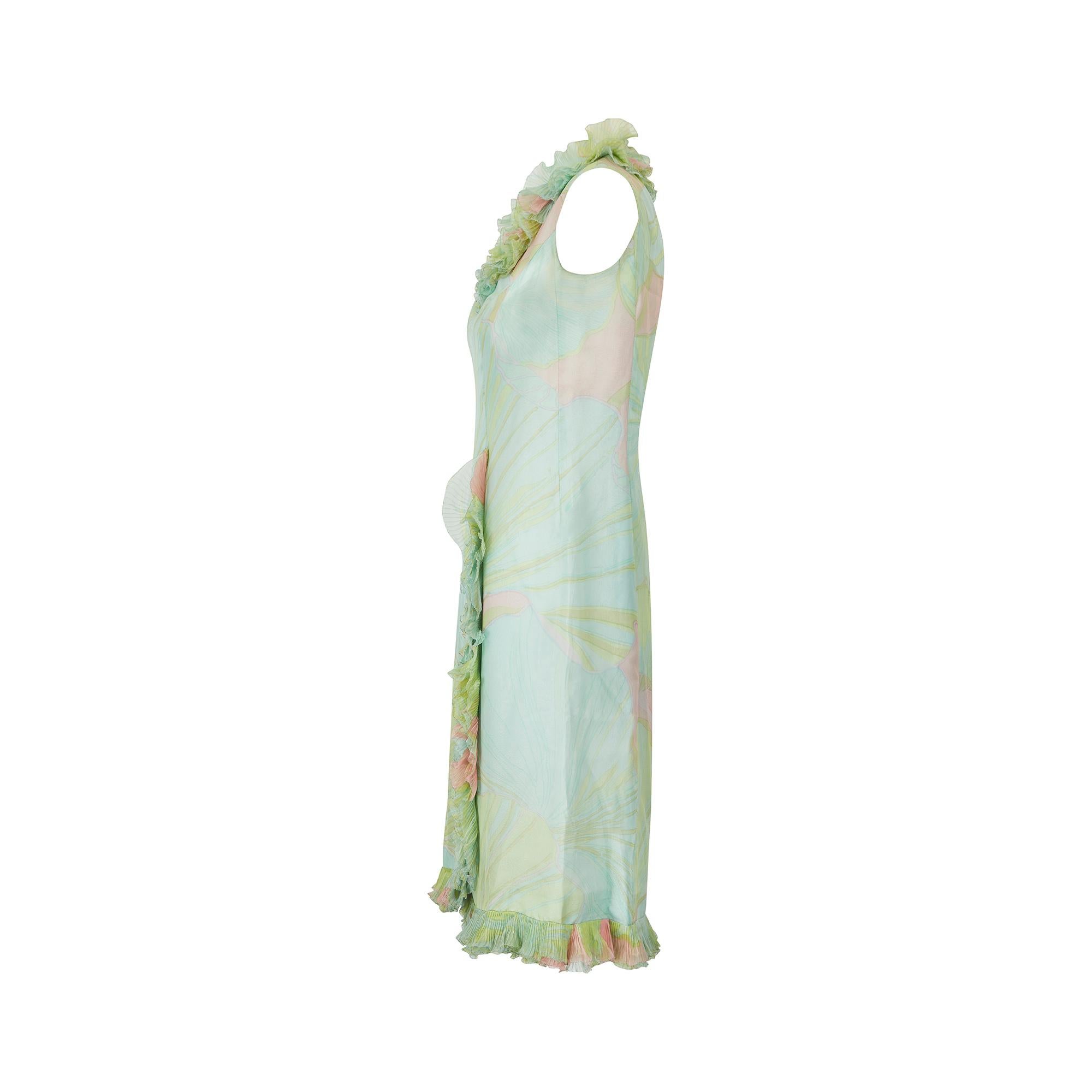Gray 1960s Pastel Silk Chiffon Shift Dress For Sale