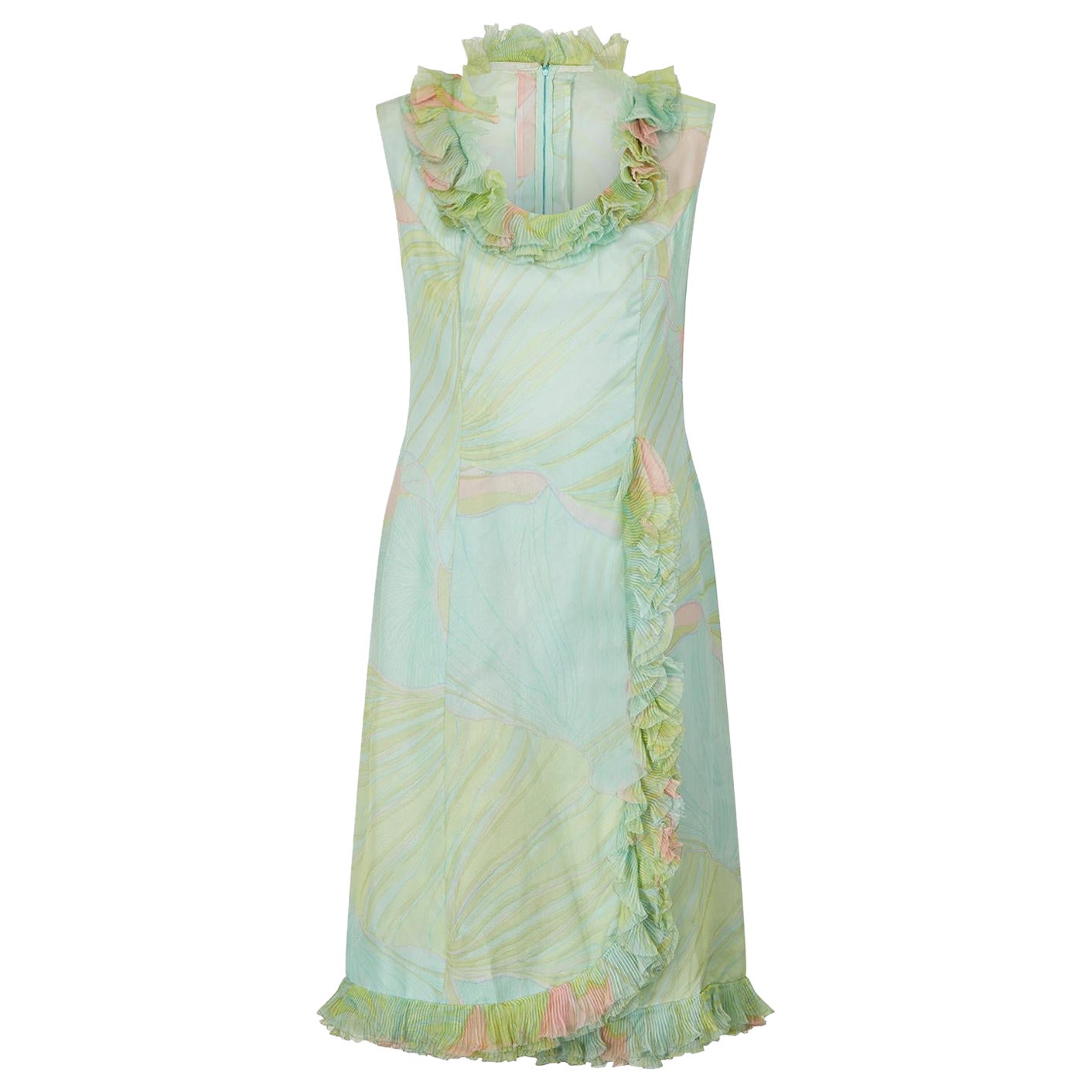 Abito a turni in chiffon di seta pastello anni '60