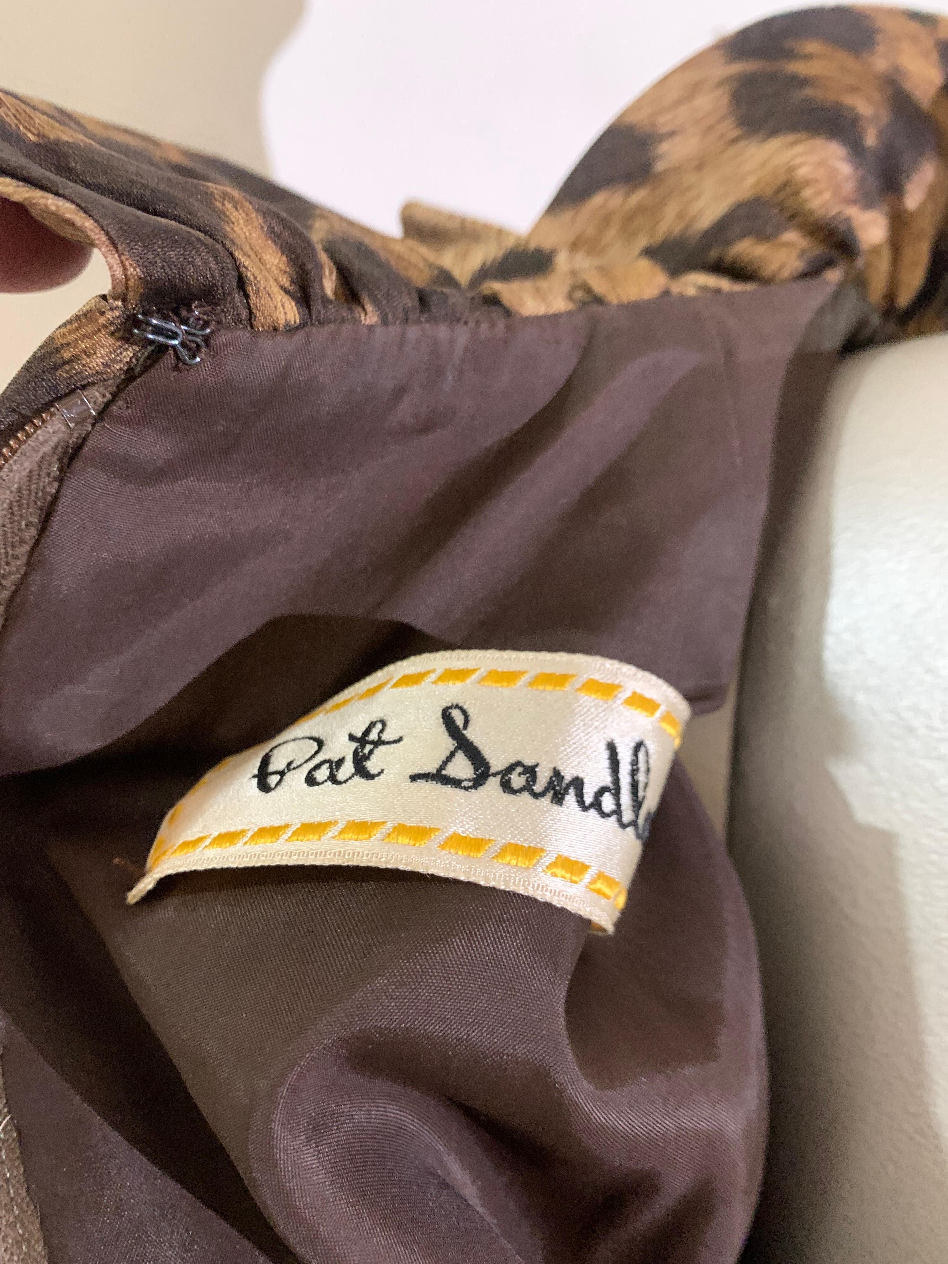 Pat Sandler Cocktailkleid aus Seide mit Leopardenmuster und Rüschendetails, 1960er Jahre im Angebot 13