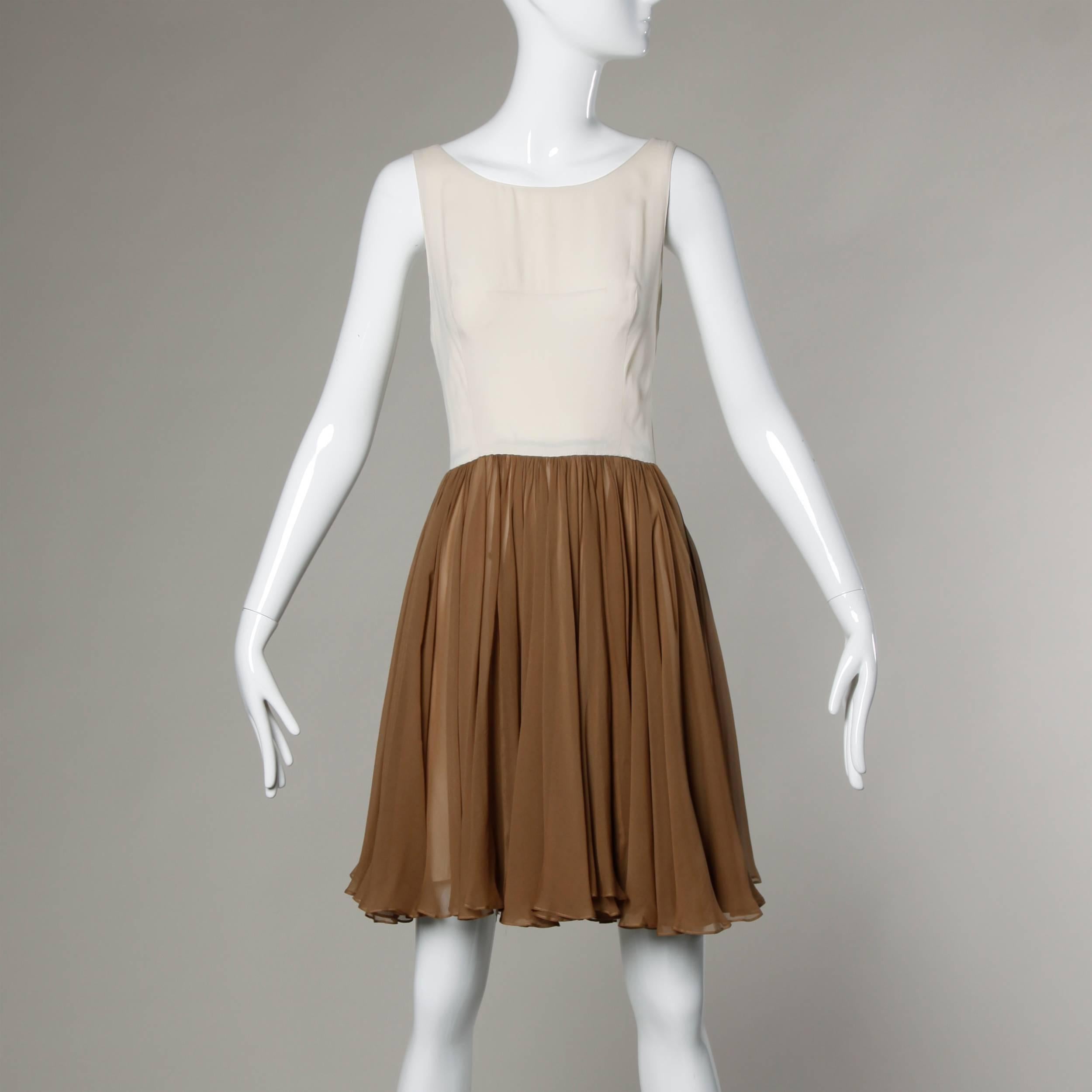 1960 Pat Sandler Vintage 2-Piece Beaded Lace Silk Chiffon Cocktail Dress in vendita 1