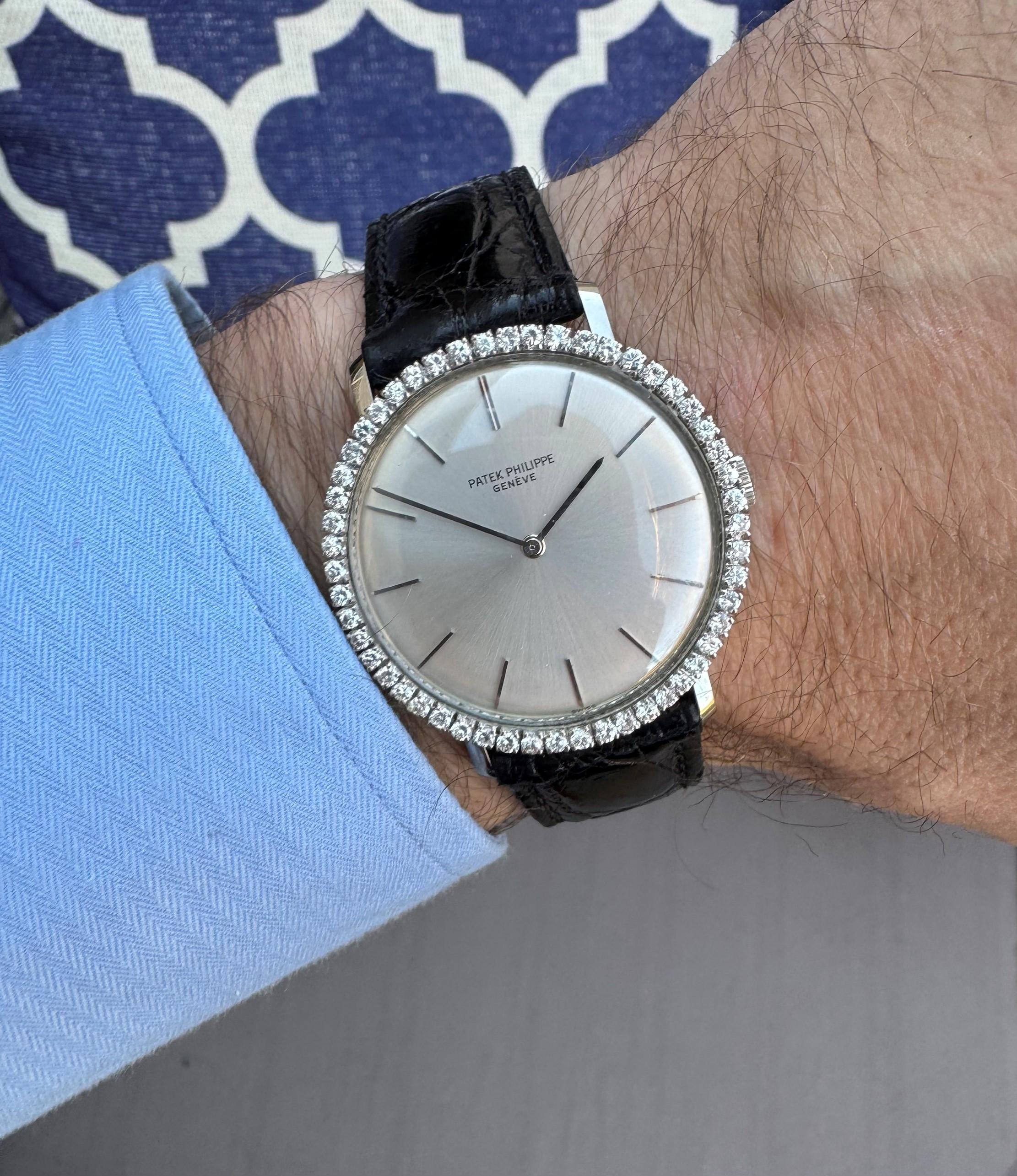 1960's Patek Philippe Vintage Mens Handwound Ref. 3468 Dress Watch - White Gold 6