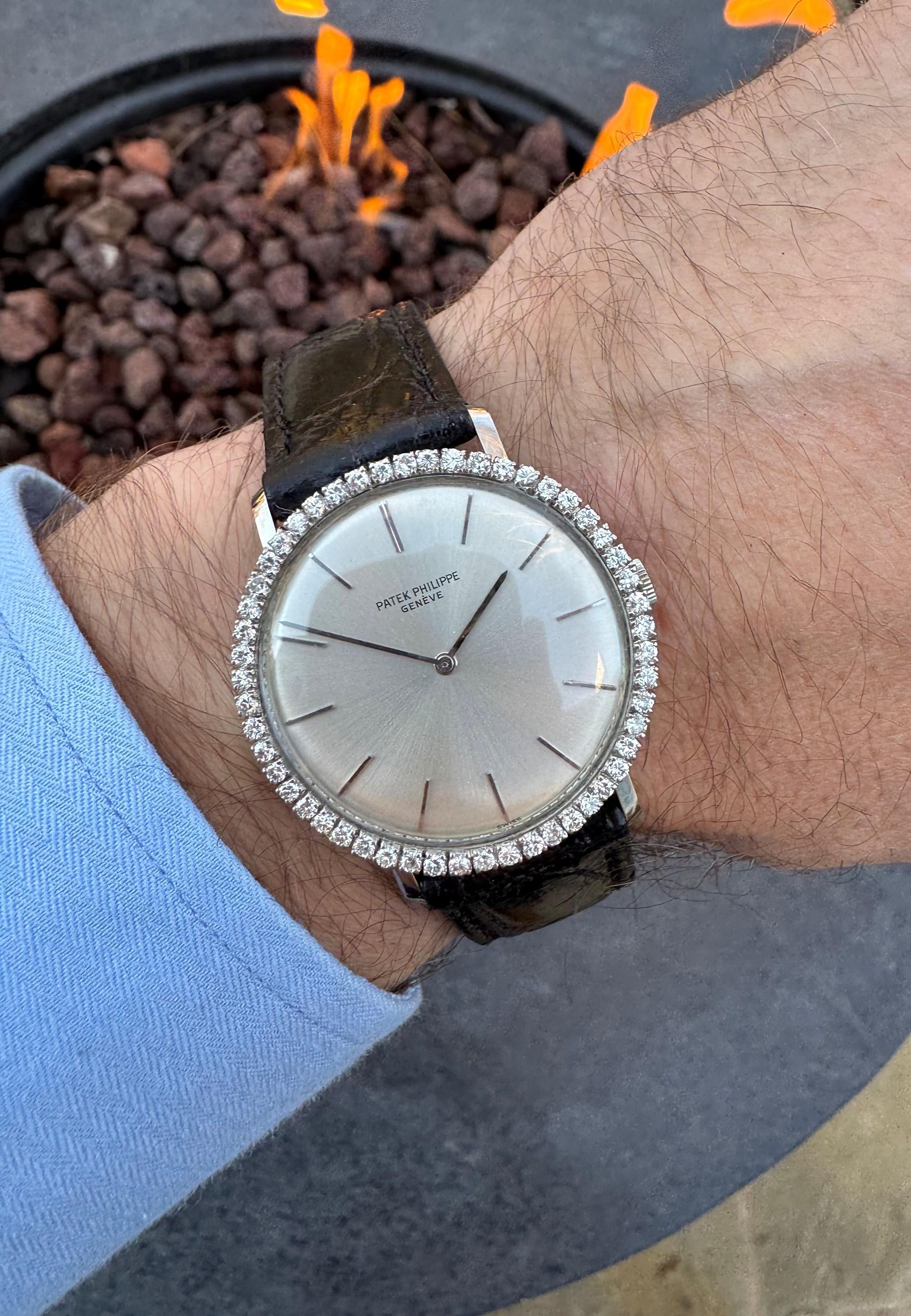1960's Patek Philippe Vintage Mens Handwound Ref. 3468 Dress Watch - White Gold 4