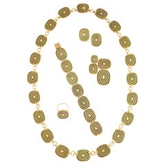 1970s Patek Phillipe Five Piece Modernist Gold Enamel Jewelry Suite