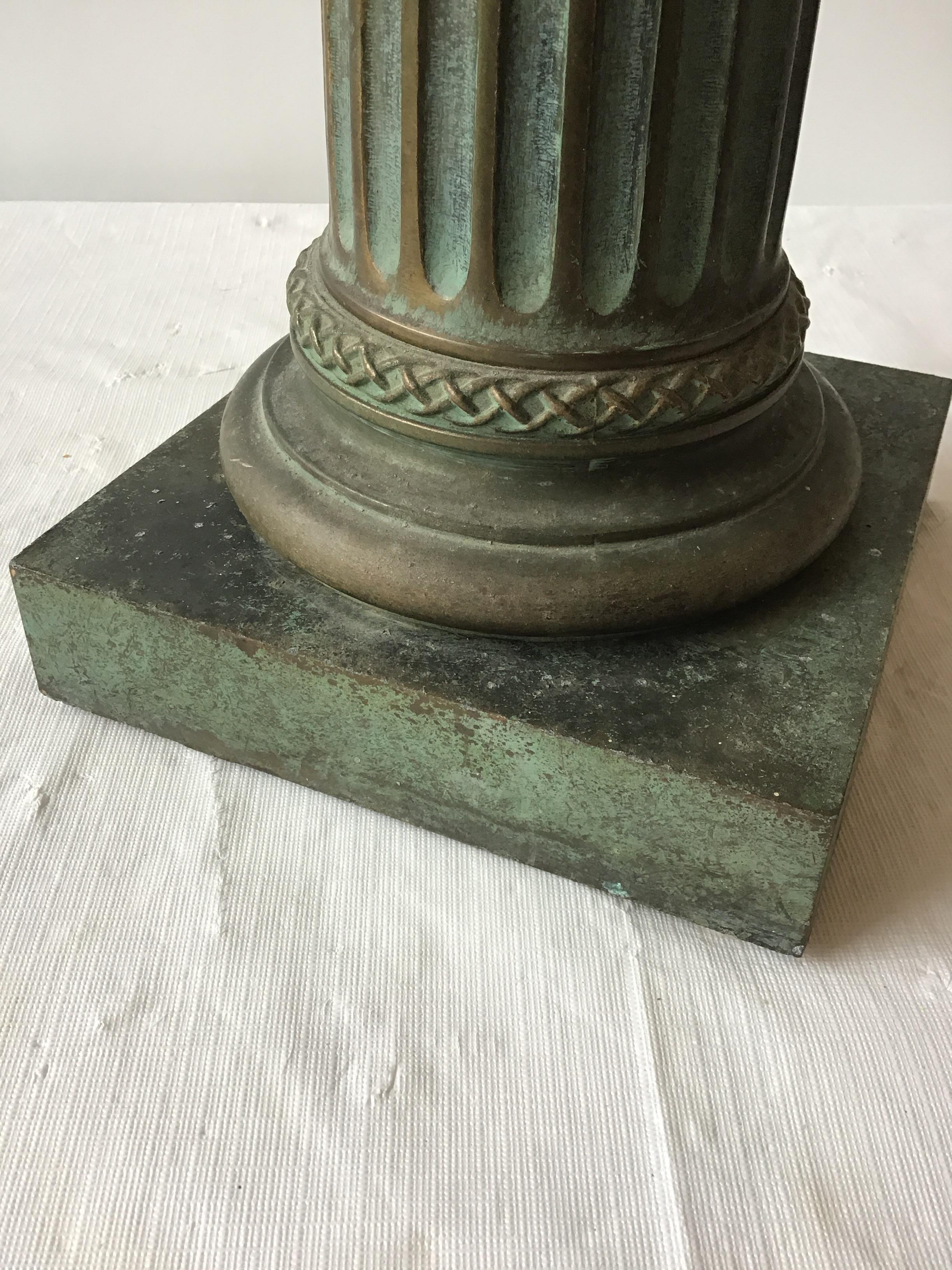 1960s Patinated Brass Ionic Column Lamp For Sale 7