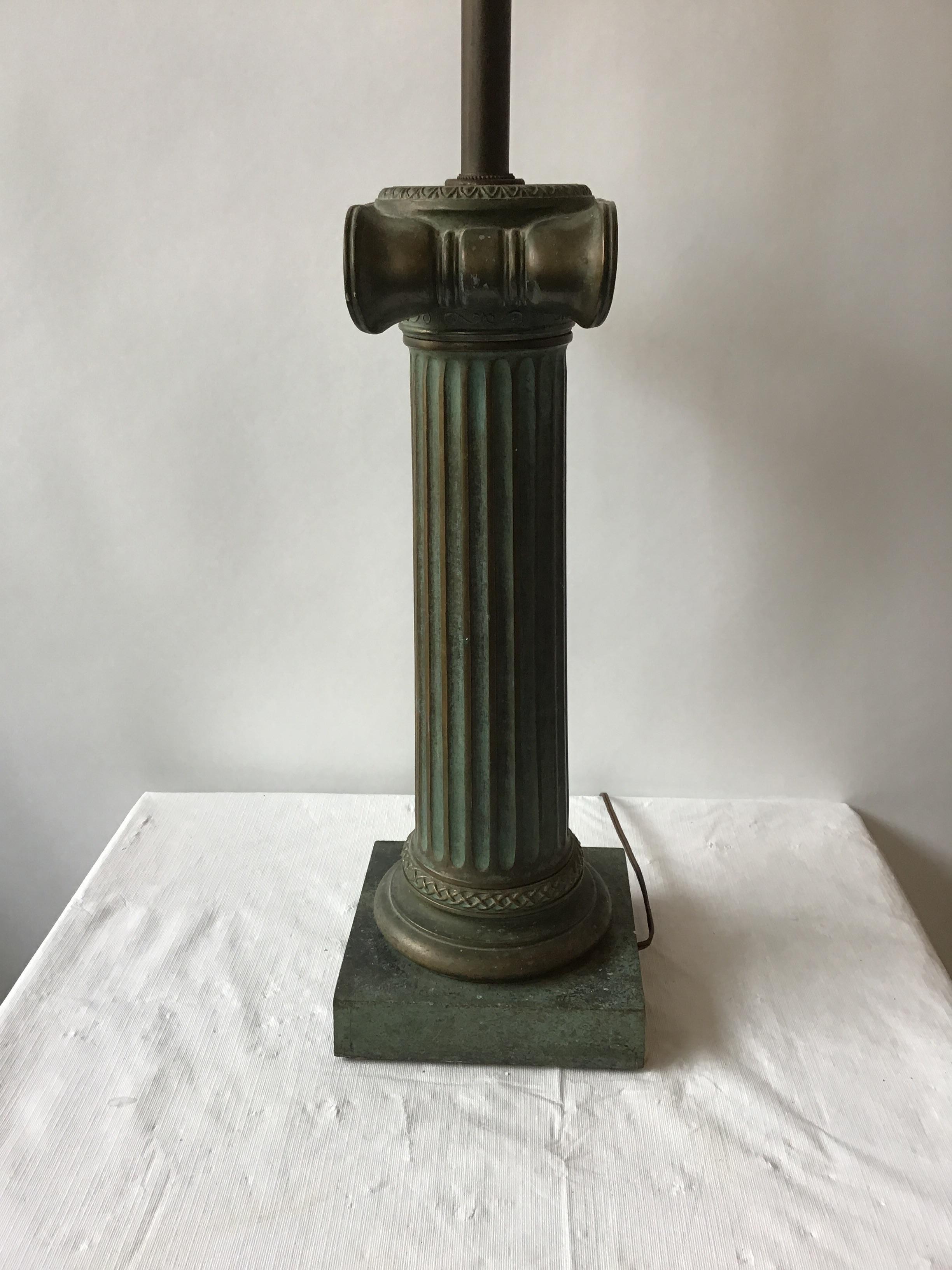 1960s Patinated Brass Ionic Column Lamp For Sale 2