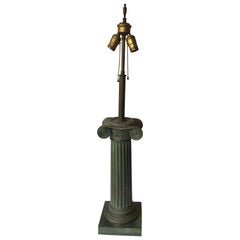 1960s Patinated Brass Ionic Column Lamp
