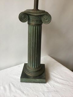 1960s Patinated Brass Ionic Column Lamp