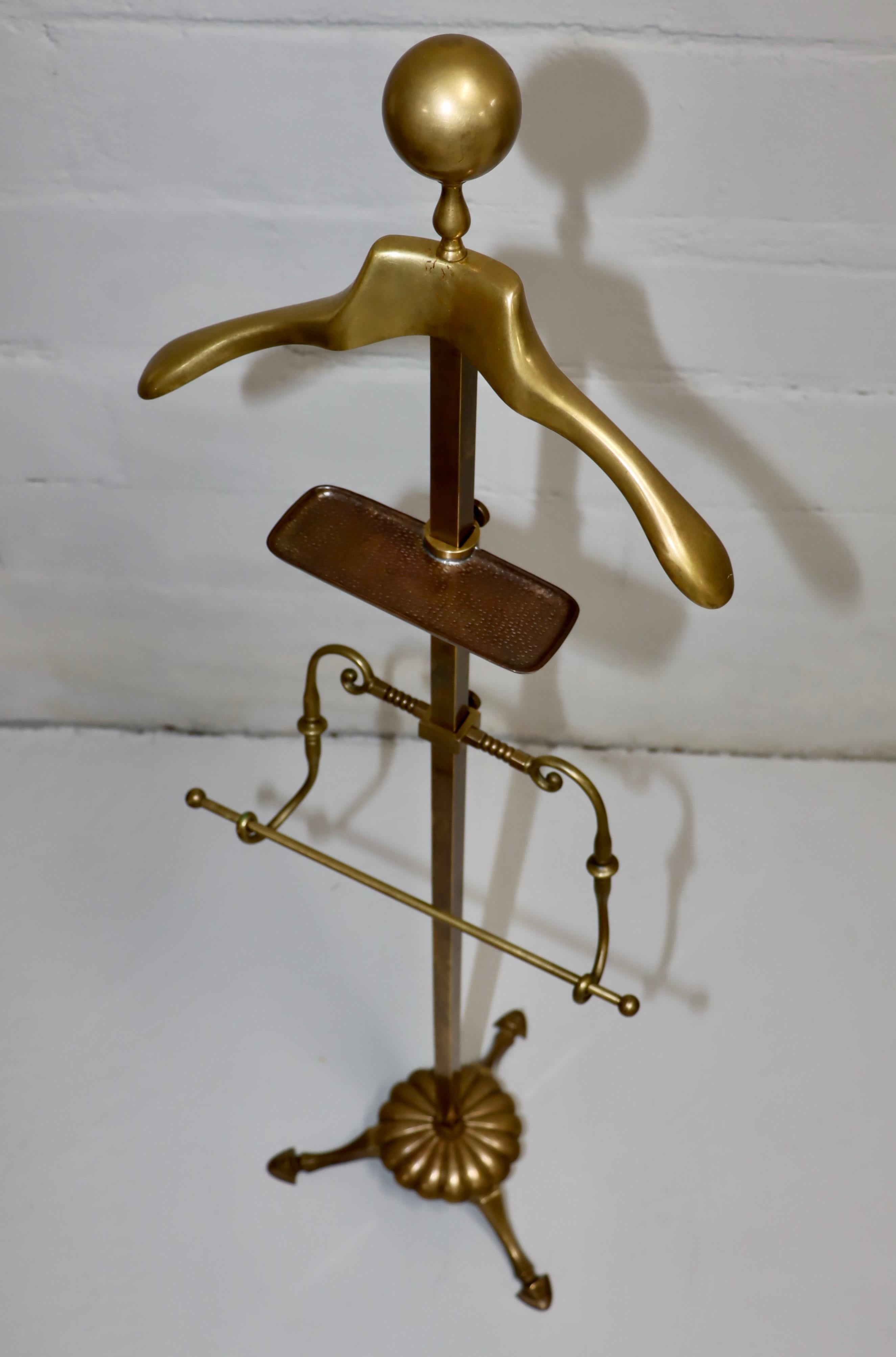 1960's Patinated Brass Valet Stand For Sale 4