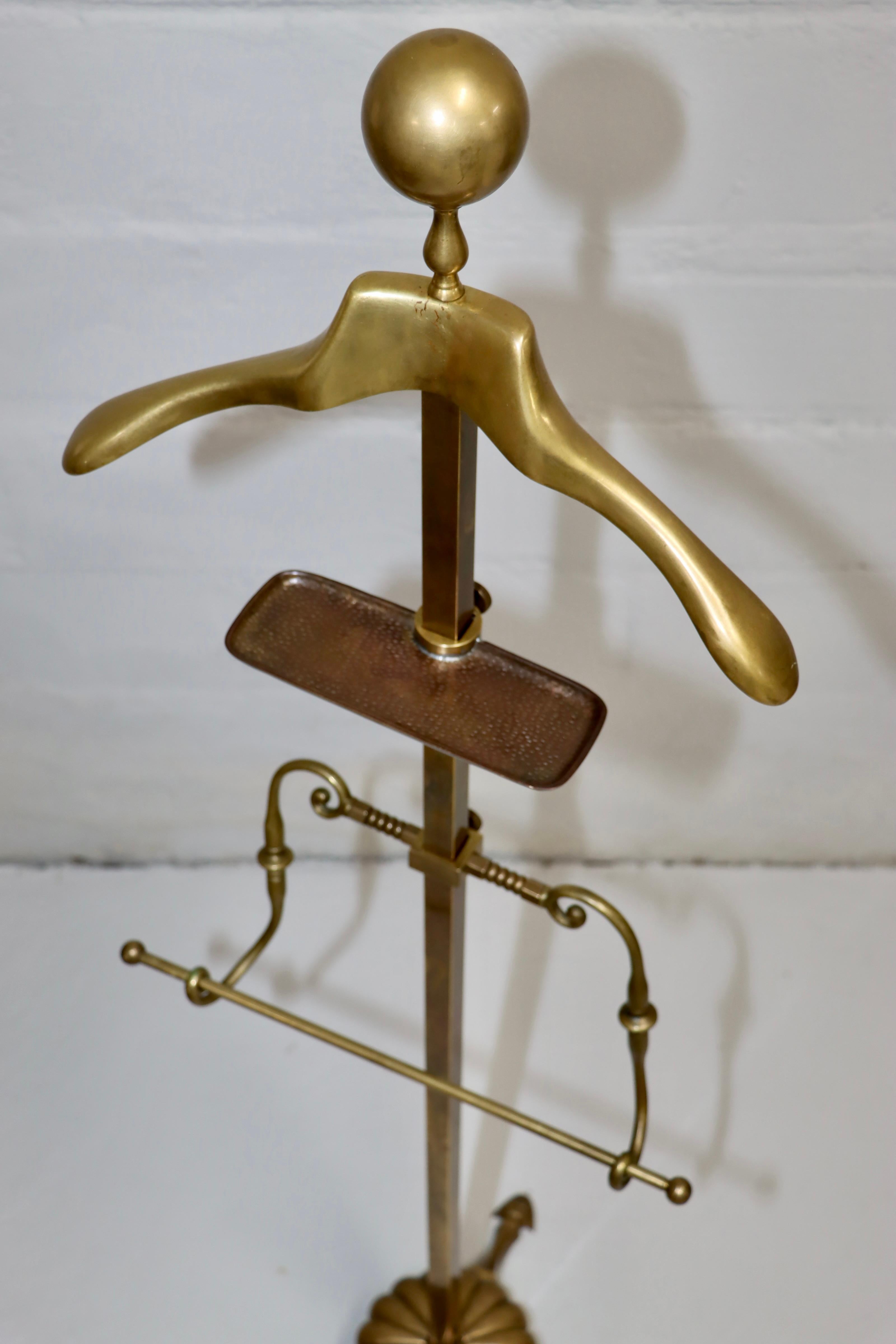 1960's Patinated Brass Valet Stand For Sale 5