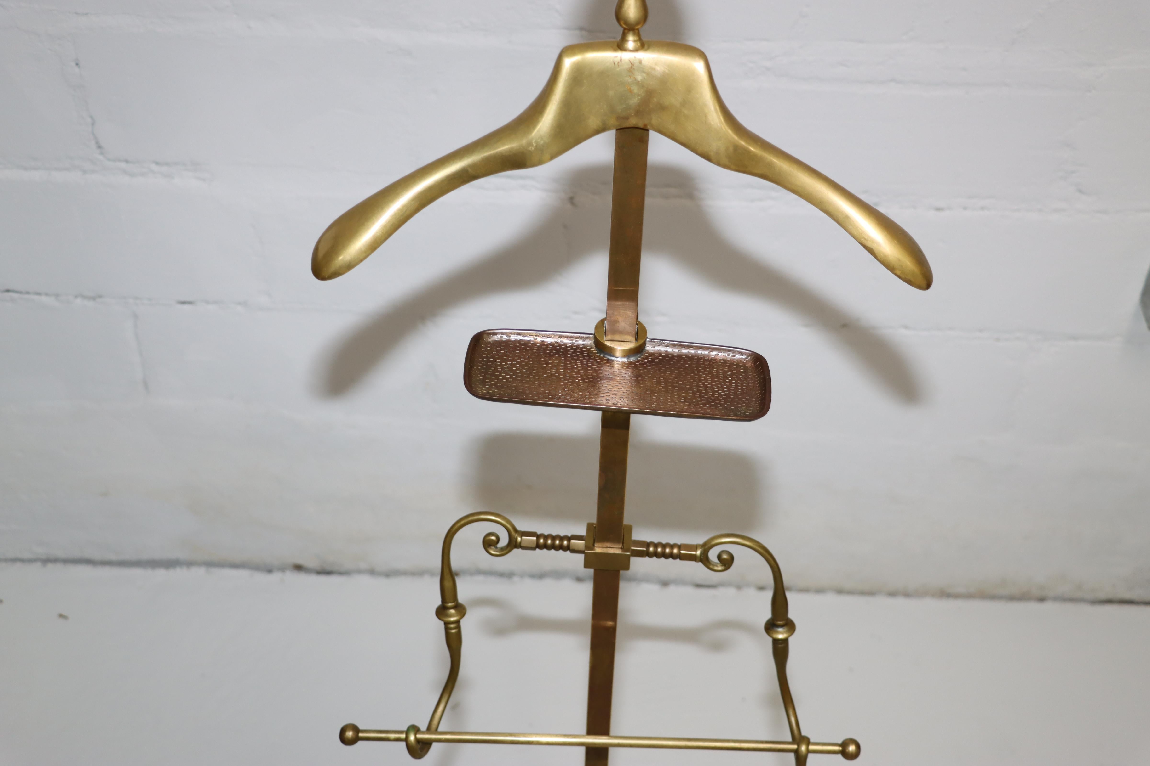 1960's Patinated Brass Valet Stand For Sale 6