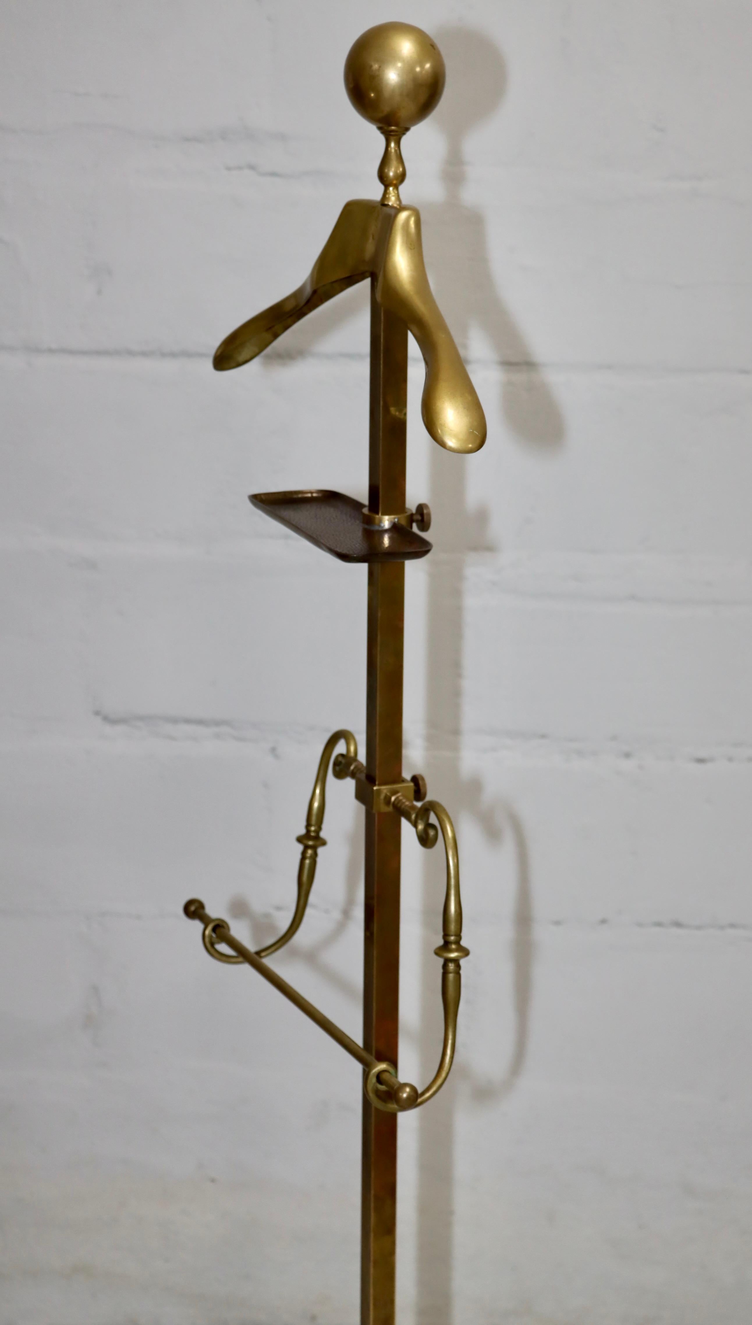 1960's Patinated Brass Valet Stand For Sale 7