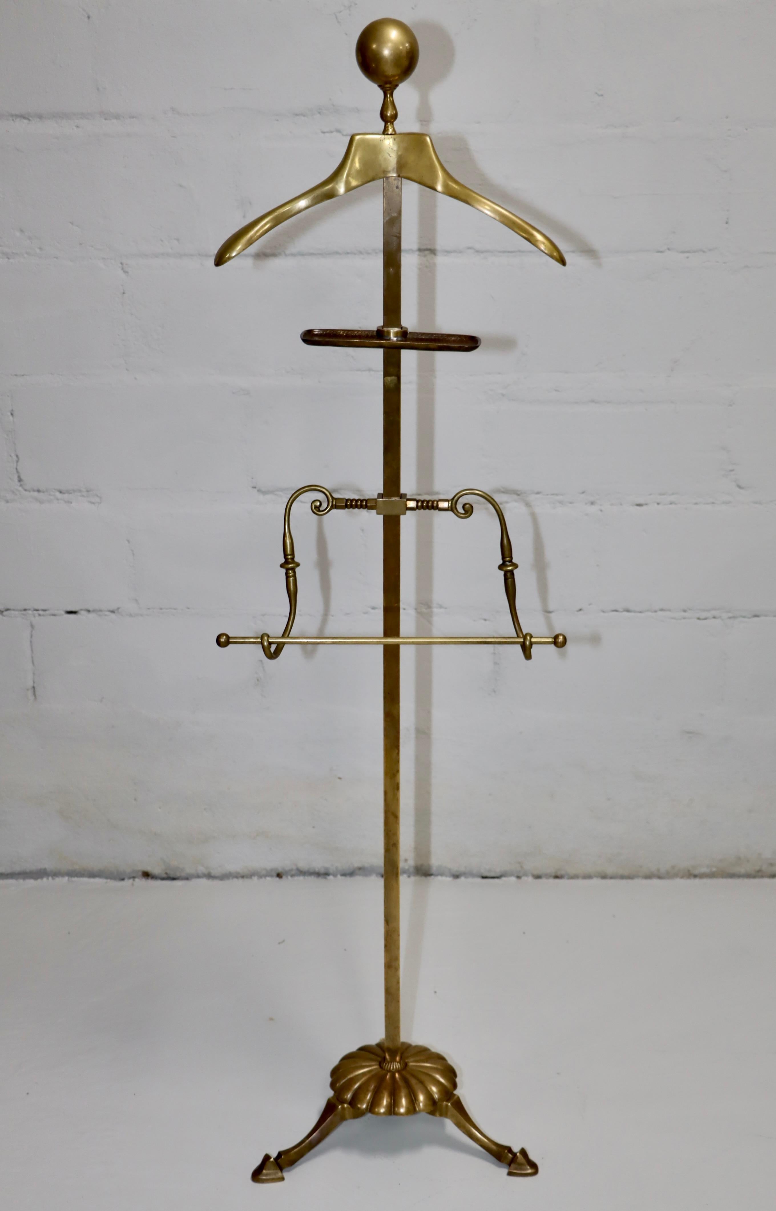 American 1960's Patinated Brass Valet Stand For Sale