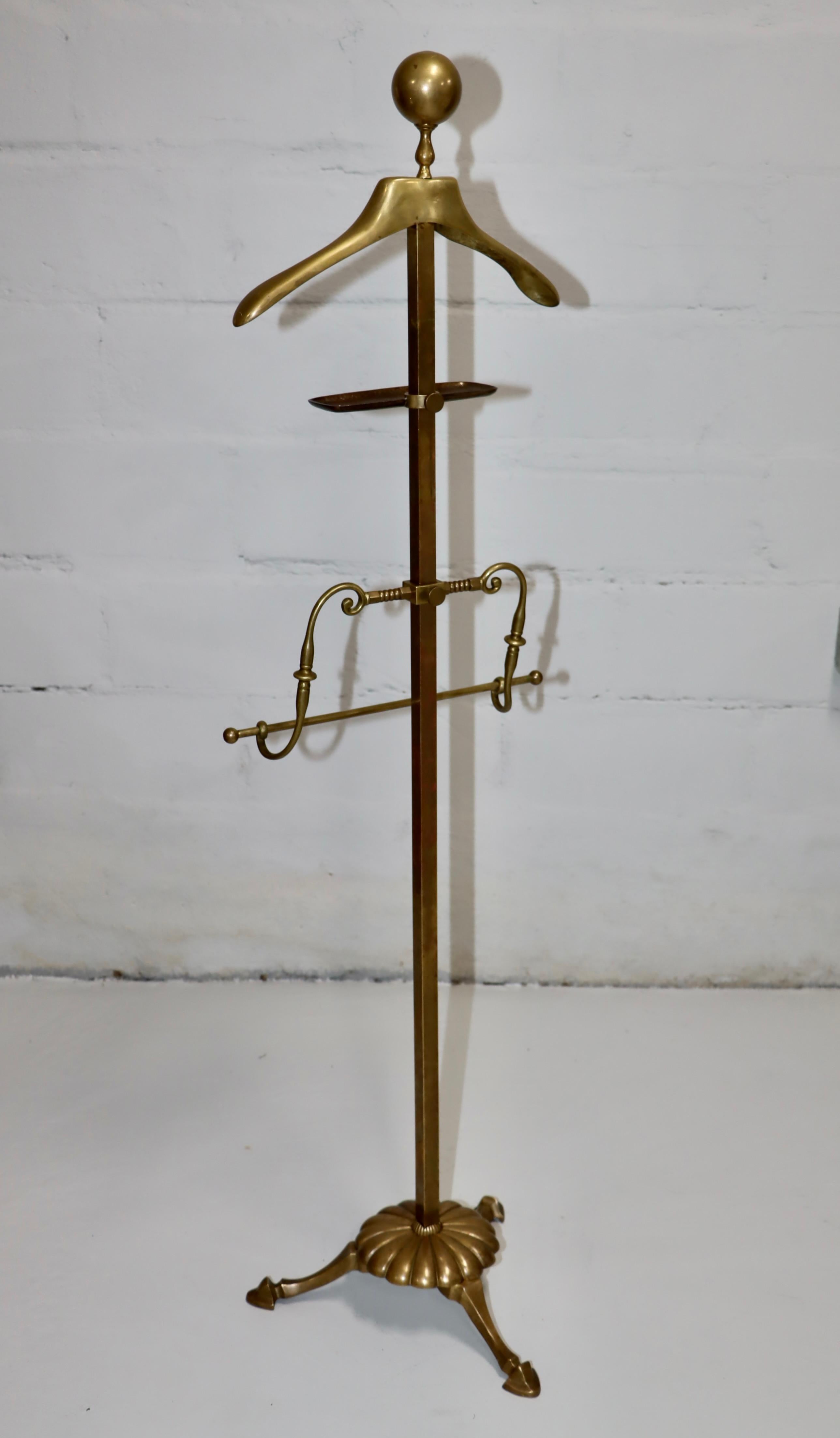 1960's Patinated Brass Valet Stand For Sale 1