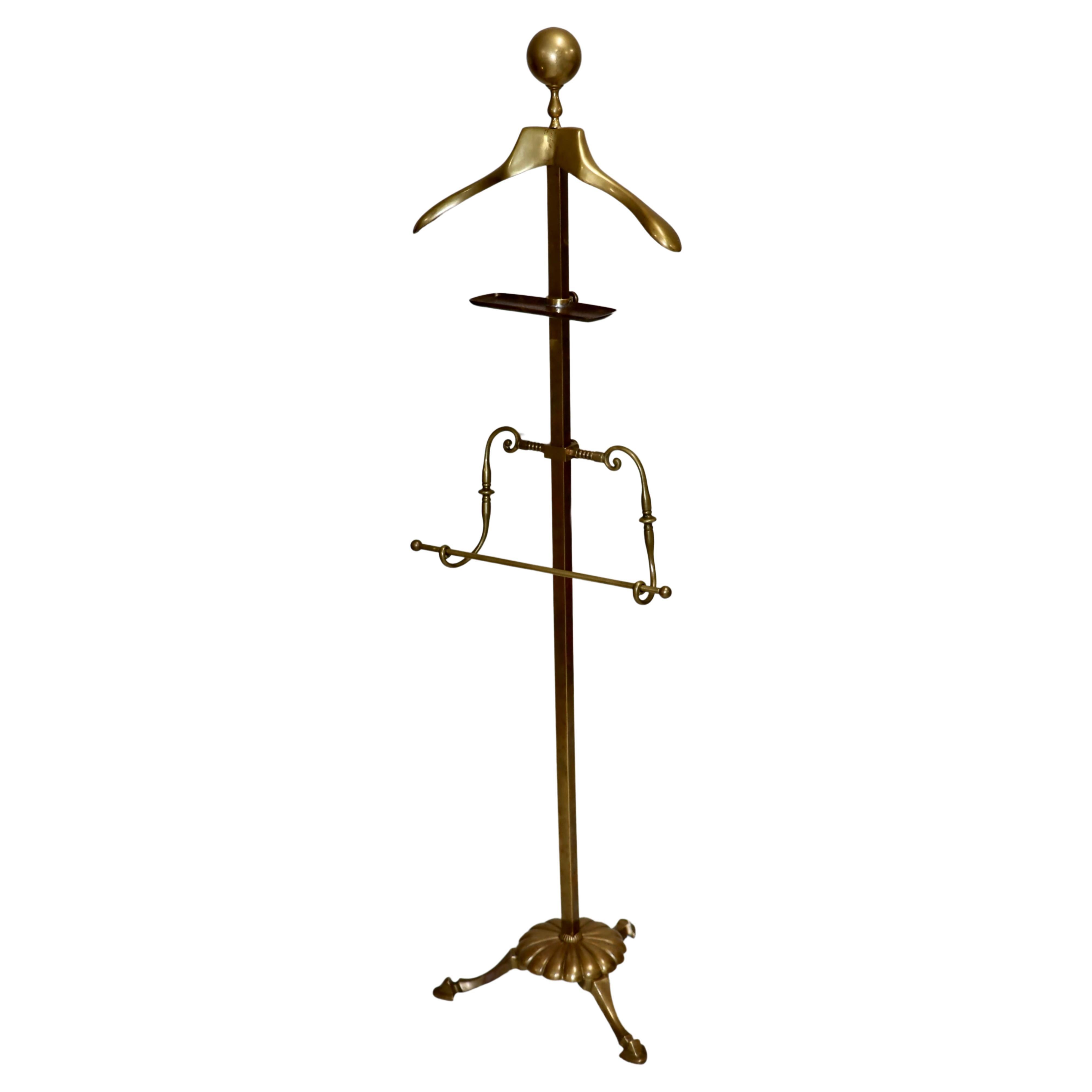 1960's Patinated Brass Valet Stand For Sale