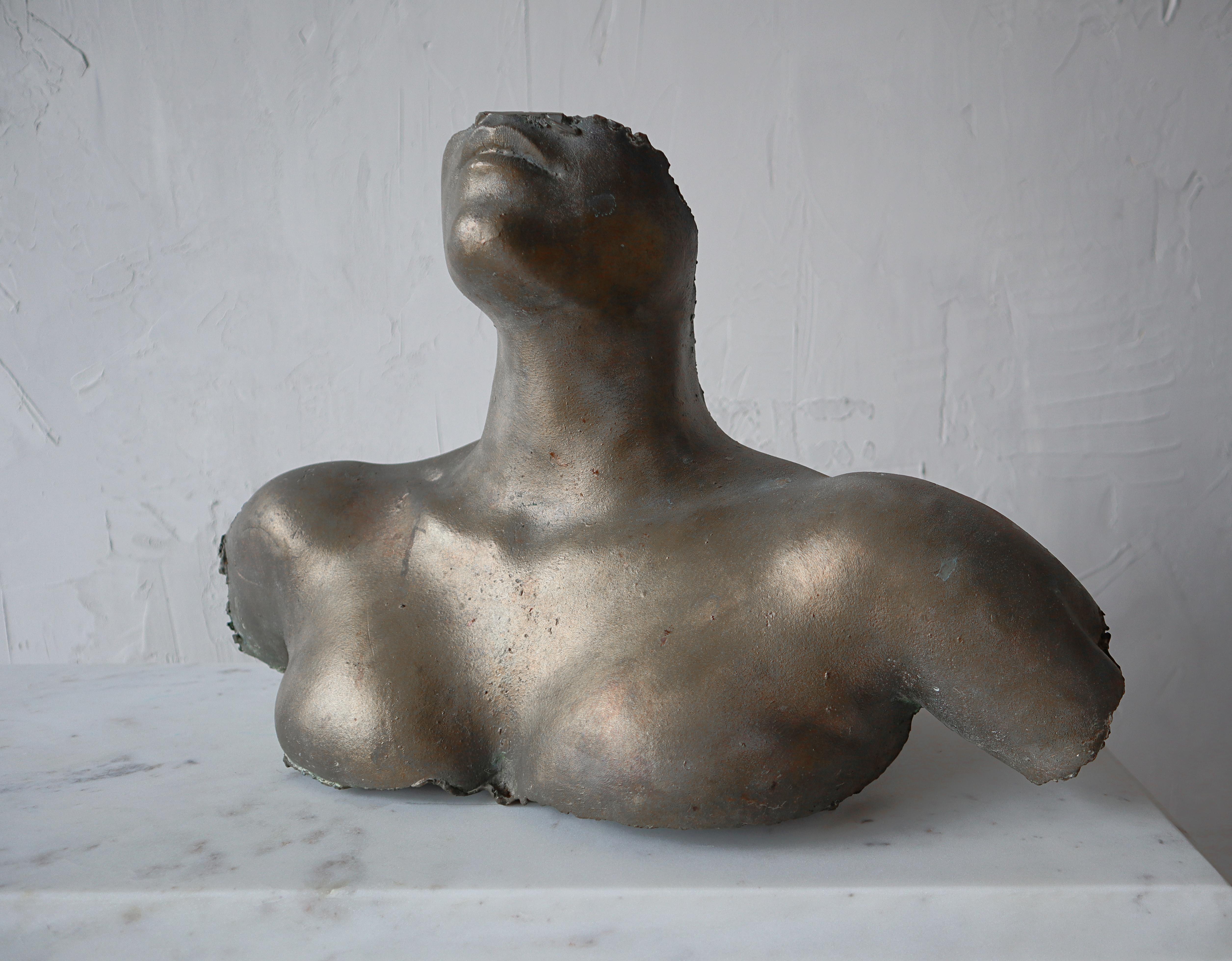 Esta impresionante escultura de busto femenino desnudo de bronce patinado de los años 60 es una increíble obra de arte.  La escultura es independiente, pero también se puede colgar si se desea. 
 Es lo bastante grande para ser una escultura focal