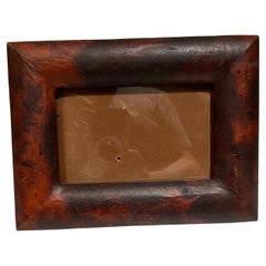 1960s Patinated Leather Picture Frame in French Style of Hermes