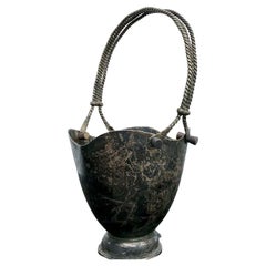 1960s Patinated Silverplate Heart Basket Taxco Mexico