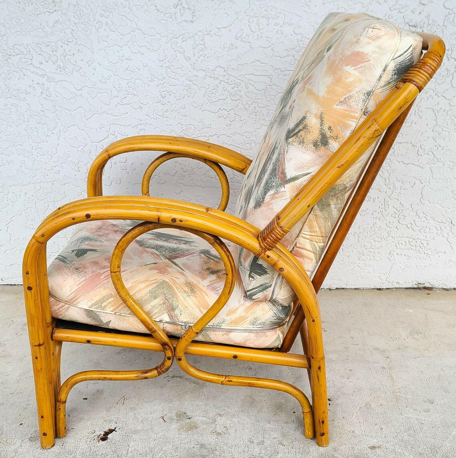 1960s Paul Frankl Style Bamboo Armchair by Imperial Rattan Co In Good Condition In Lake Worth, FL