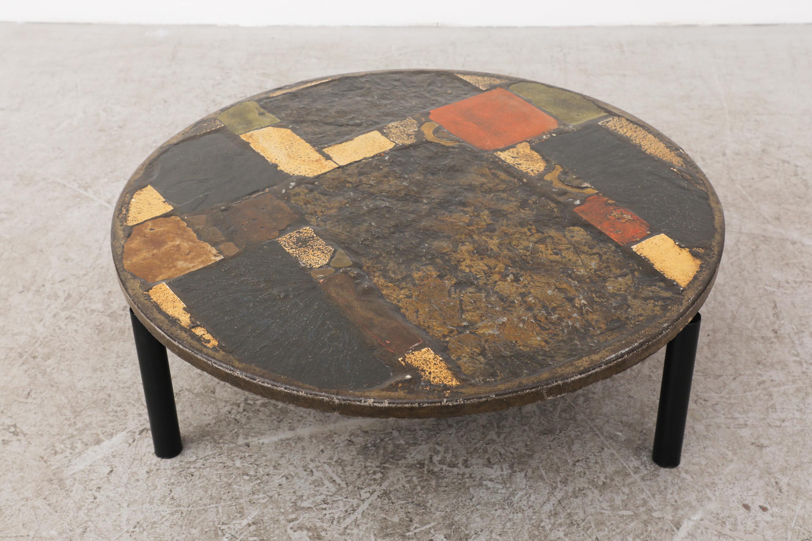 1960's Paul Kingma Glossy Stone Mosaic Coffee Table 4