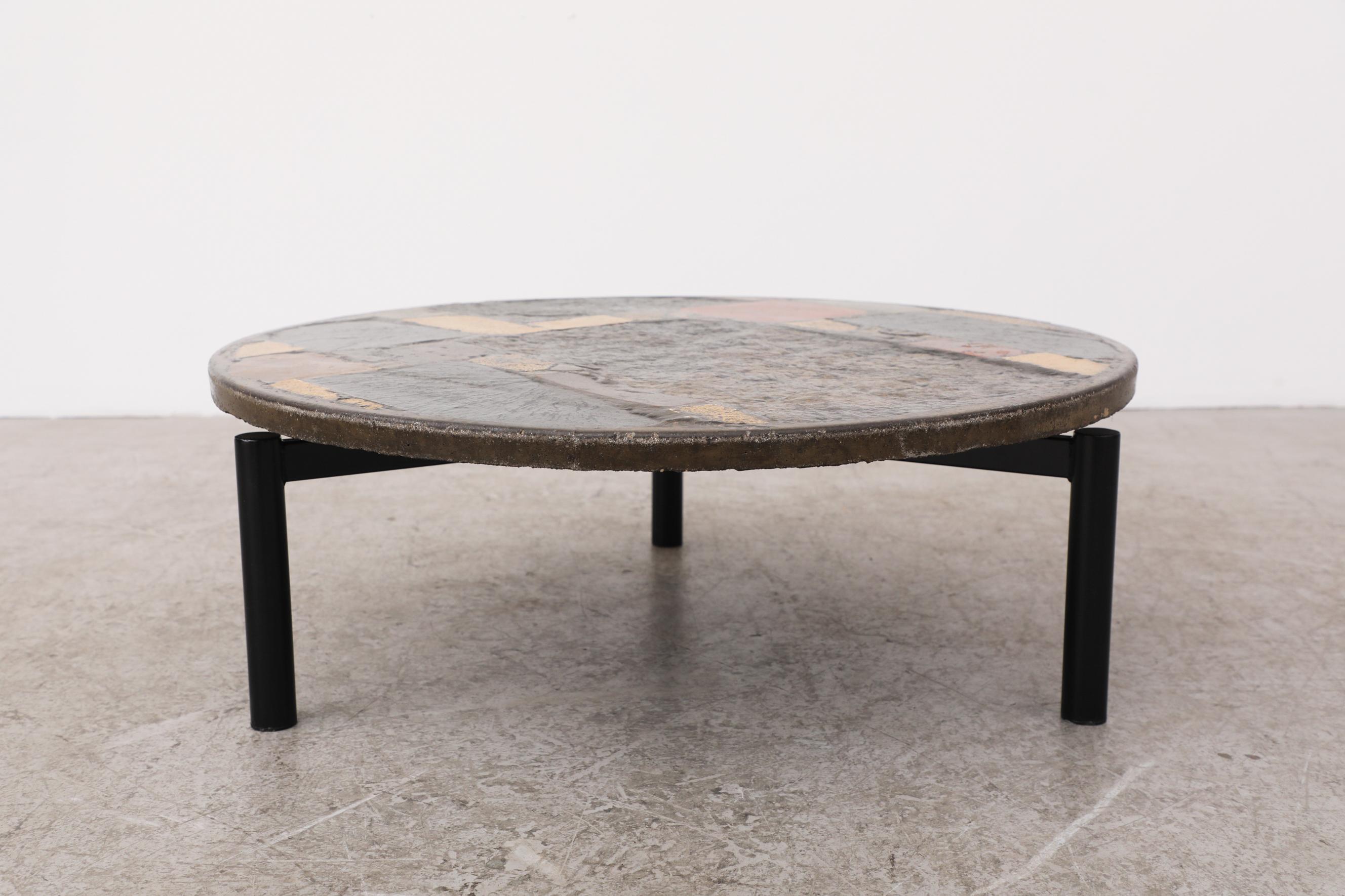 Mid-Century Modern 1960's Paul Kingma Glossy Stone Mosaic Coffee Table