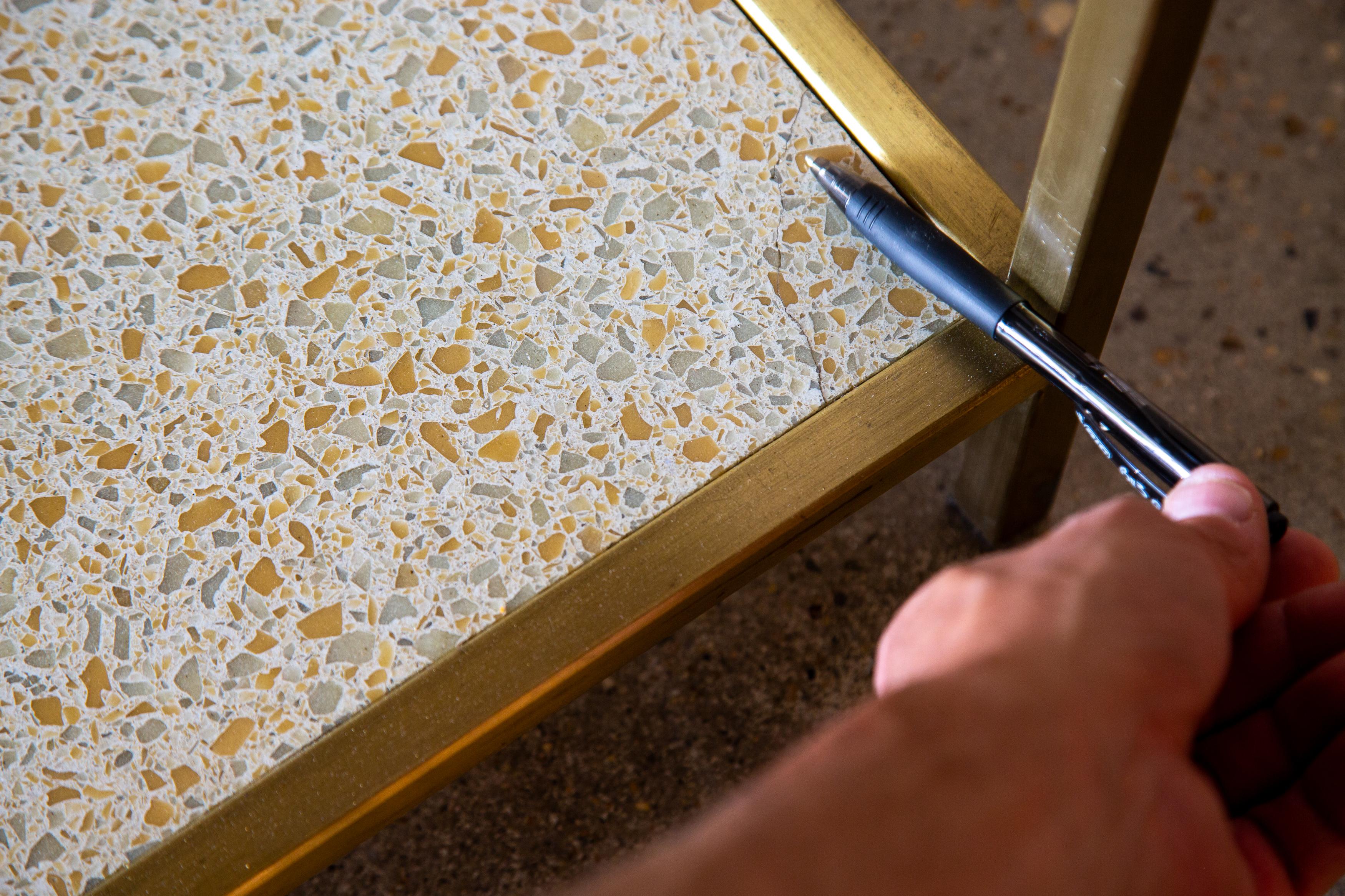 1960s Paul Laszlo Custom Brass and Terrazzo End Tables for Goldmans Mccobb style For Sale 4