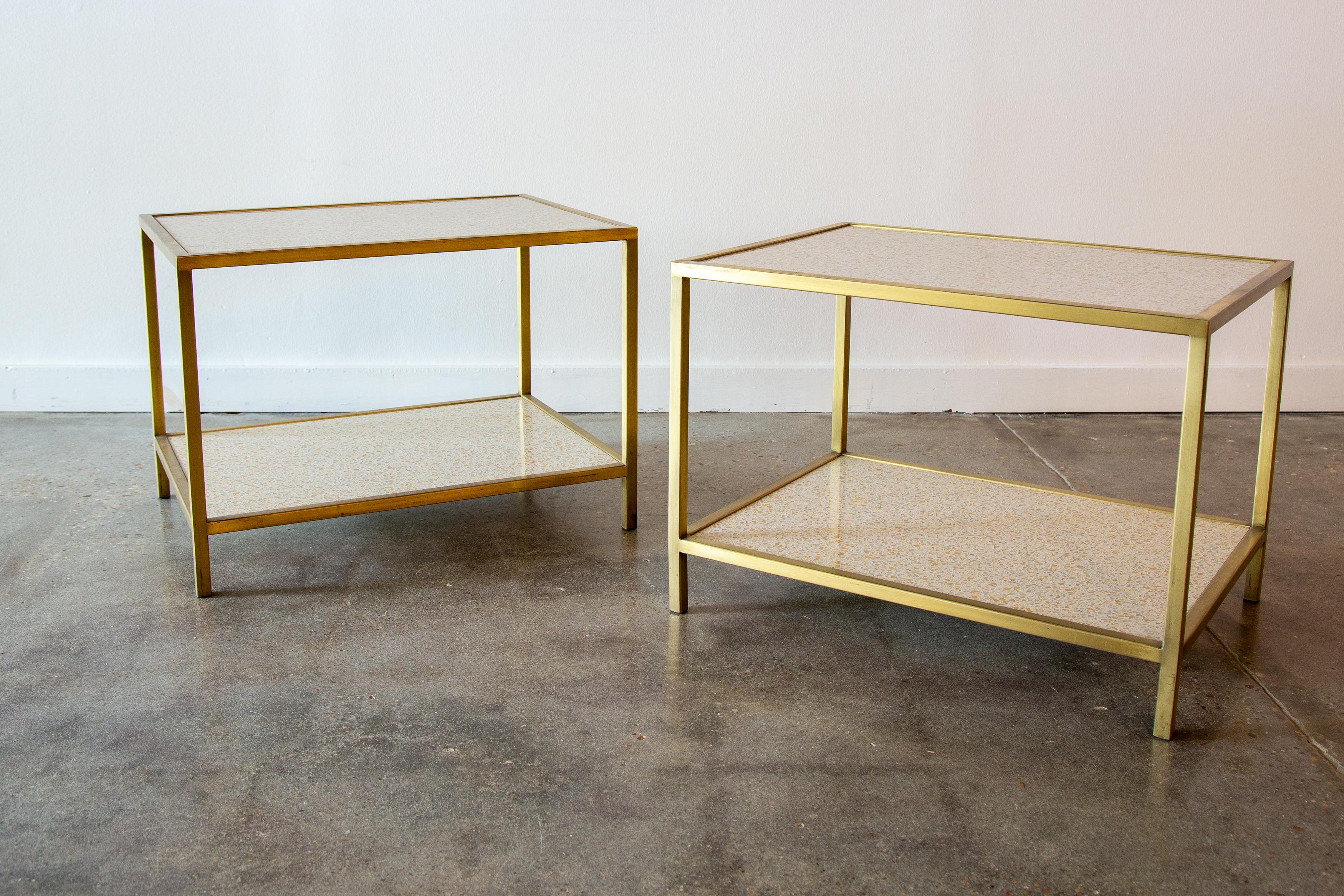 1960s Paul Laszlo Custom Brass and Terrazzo End Tables for Goldmans Mccobb style For Sale 5