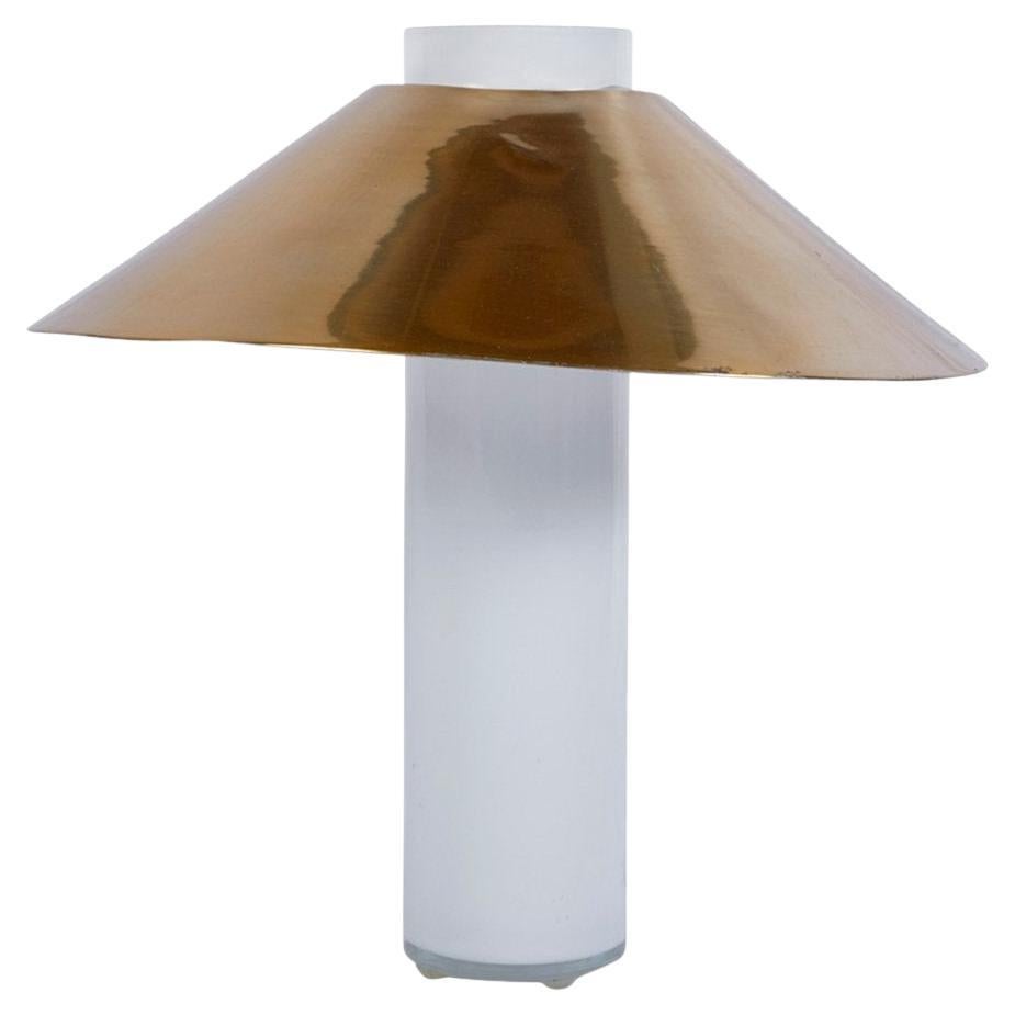 1960s Paul Mayen Glass Table Lamp with Brass Shade