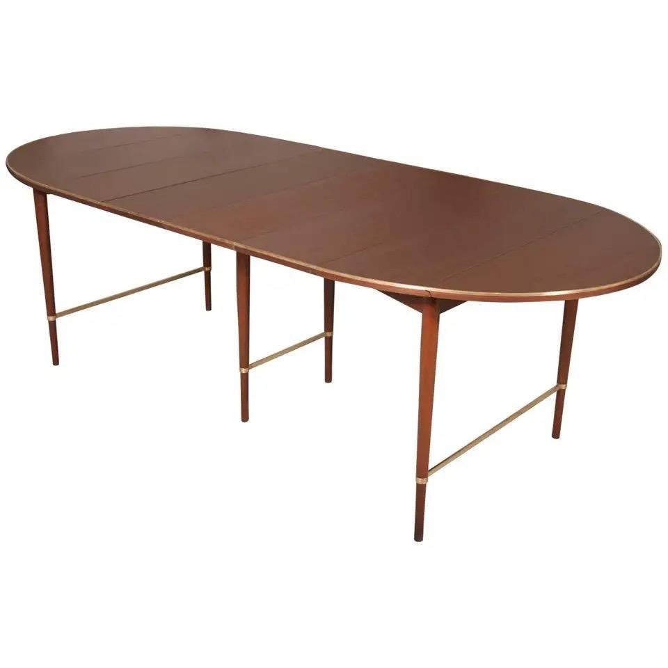 1960s Paul McCobb Connoisseur Walnut and Brass Extendable Dining Table