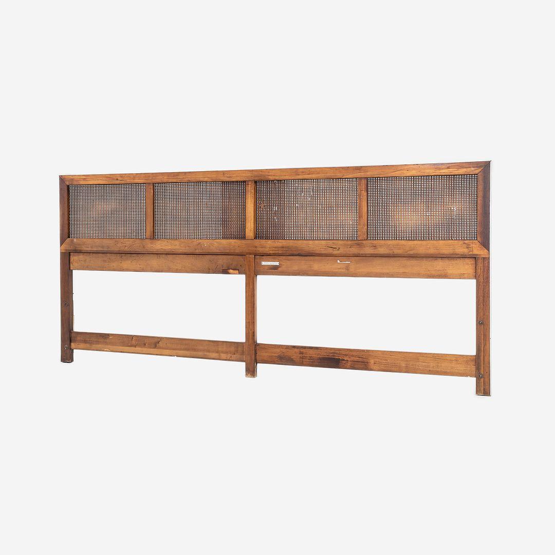 American 1960s Paul McCobb for Calvin King Headboard in Walnut with Caned Panels