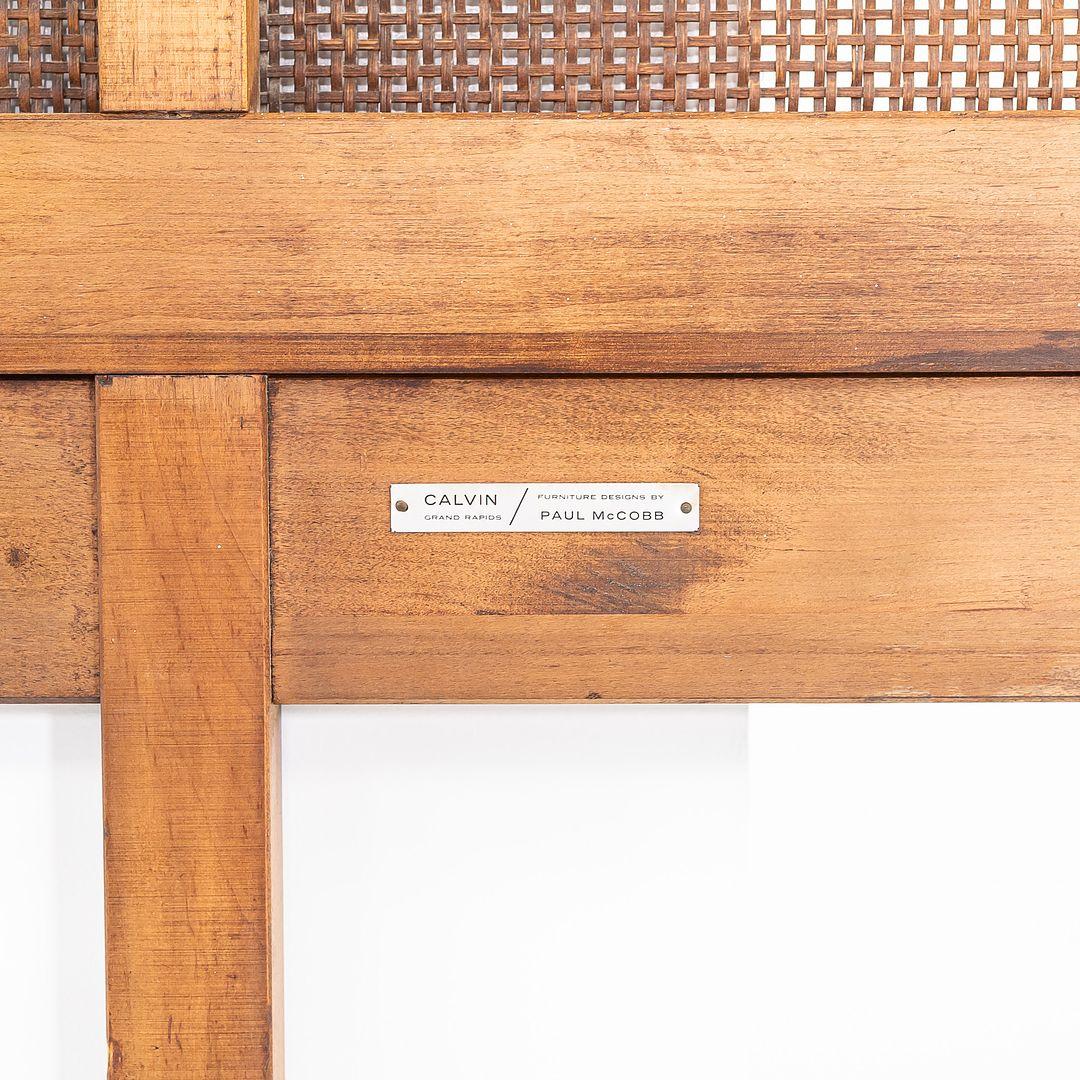 Caning 1960s Paul McCobb for Calvin King Headboard in Walnut with Caned Panels