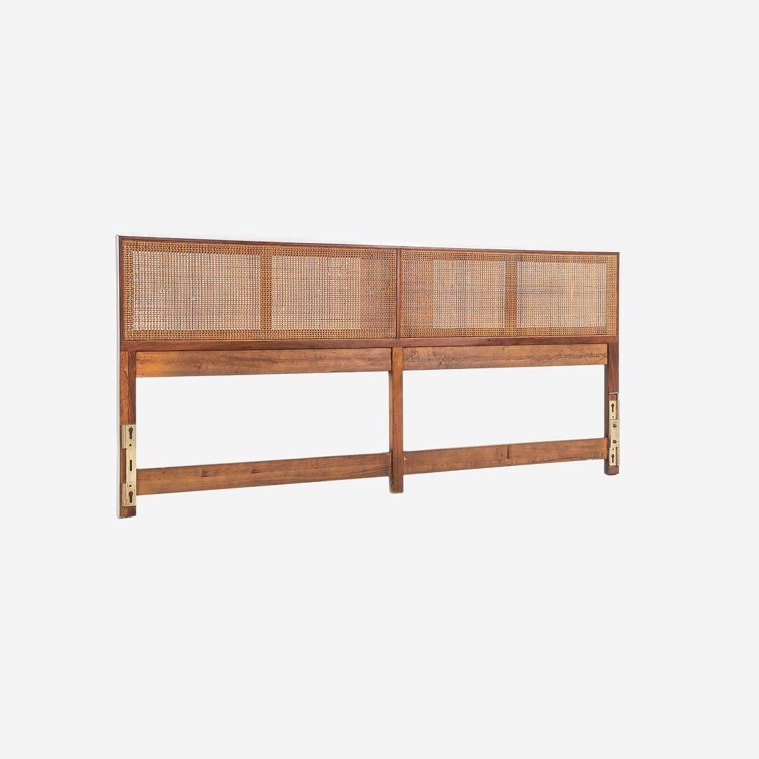 Mid-20th Century 1960s Paul McCobb for Calvin King Headboard in Walnut with Caned Panels