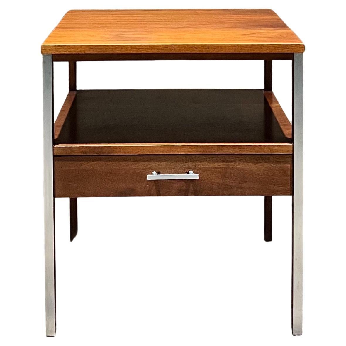 1960s Paul McCobb Linear Side Table for Calvin Walnut & Aluminum