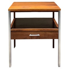 1960s Paul McCobb Linear Side Table for Calvin Walnut & Aluminum