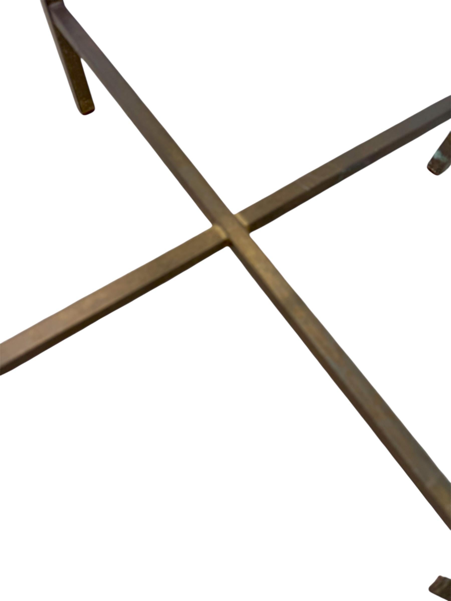 Mid-20th Century 1960s Paul Mccobb Style Brass X Bass Italian Marble Side Tables For Sale