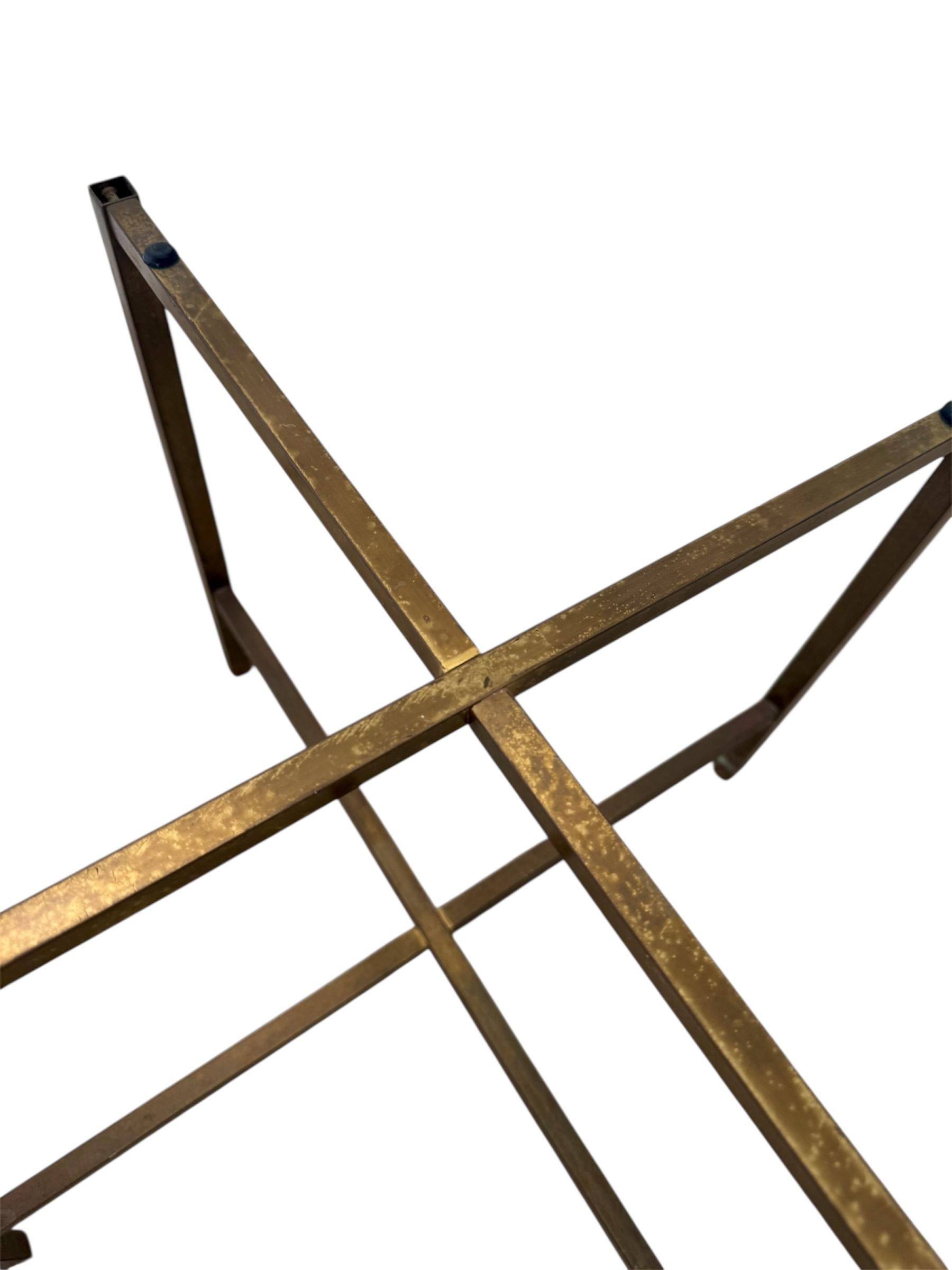 1960s Paul Mccobb Style Brass X Bass Italian Marble Side Tables For Sale 1