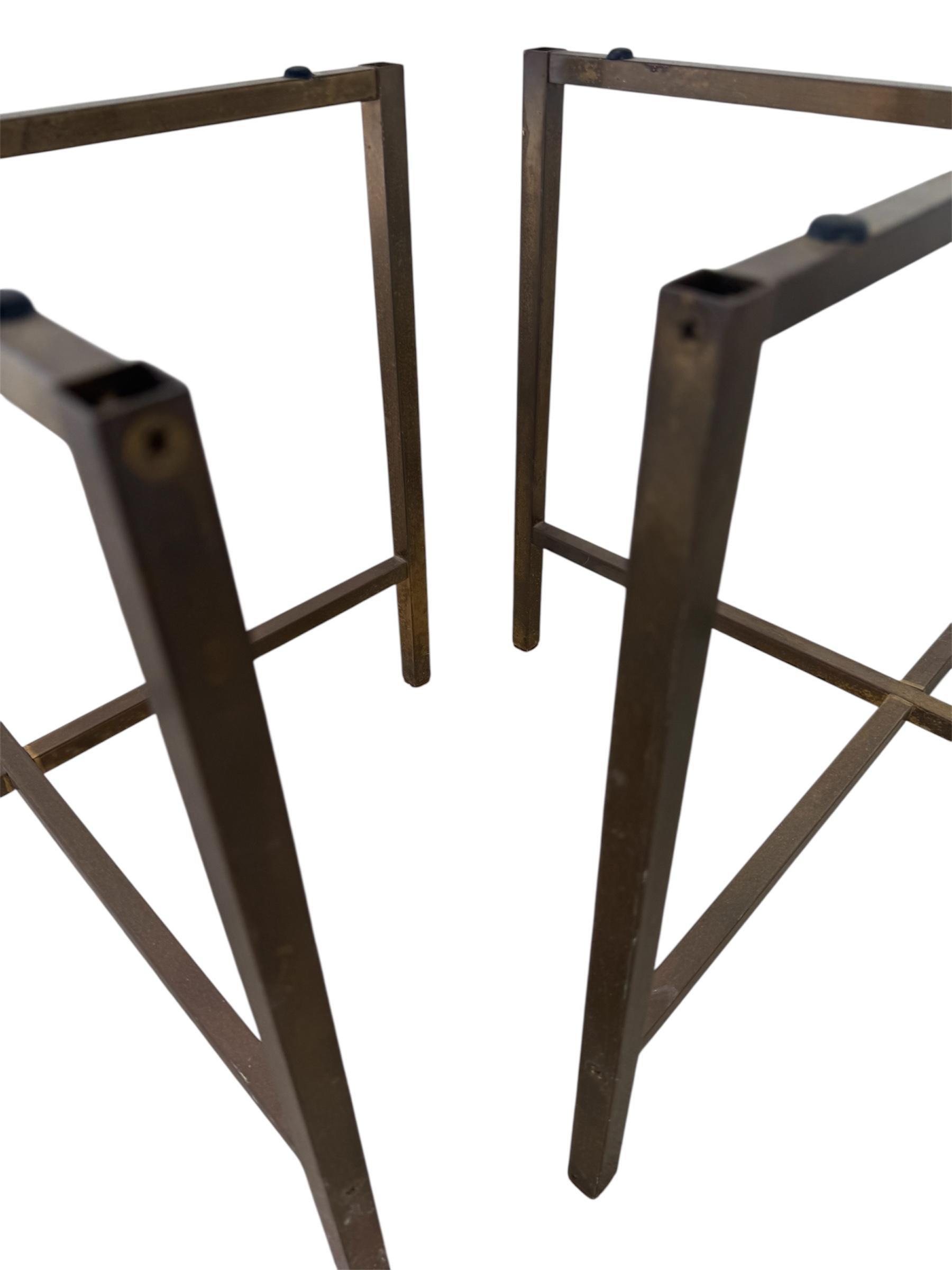 1960s Paul Mccobb Style Brass X Bass Italian Marble Side Tables For Sale 2