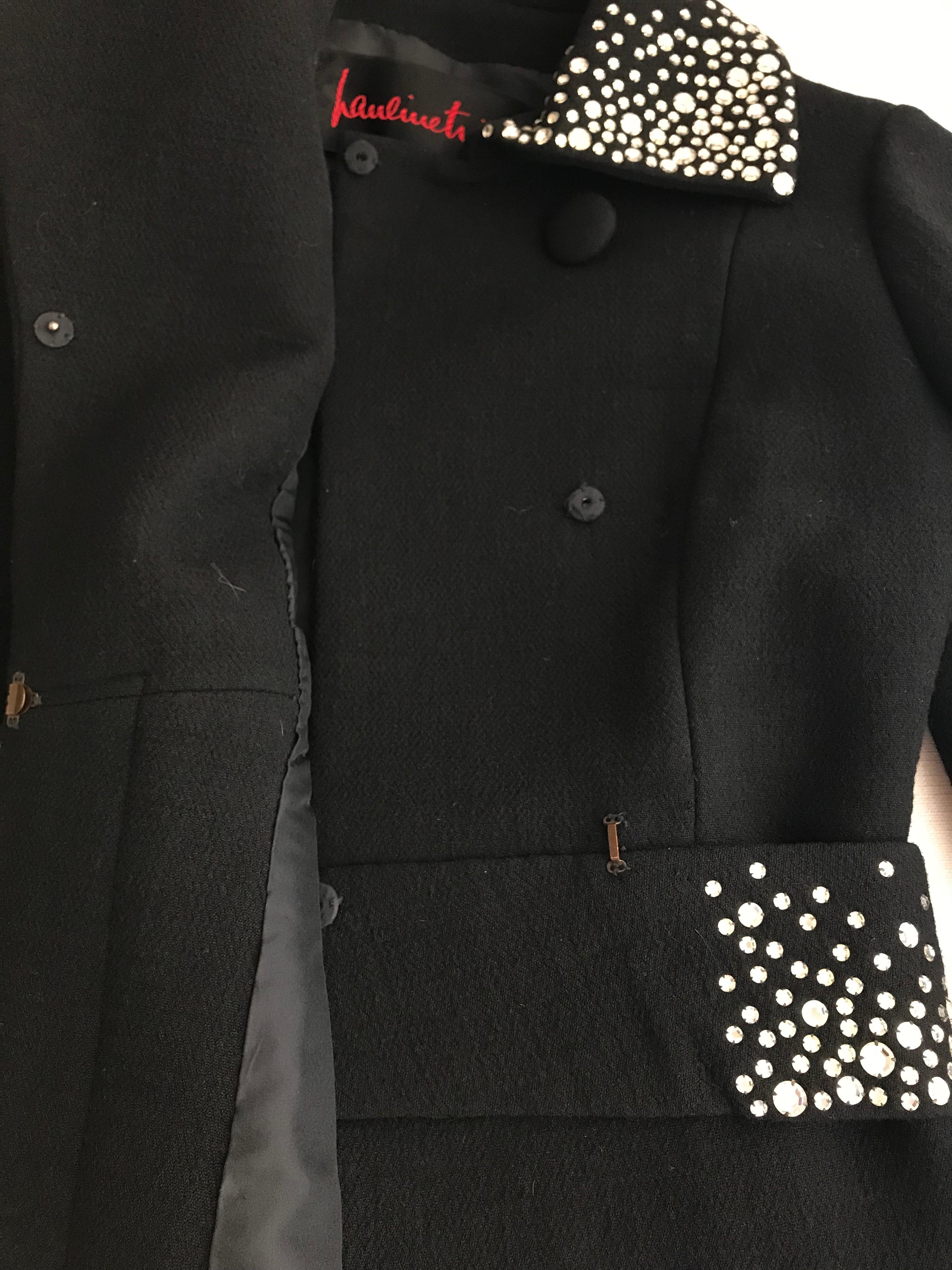 1960s Pauline Trigere Black Crepe Sleeveless Dress and Coat  In Excellent Condition In Beverly Hills, CA