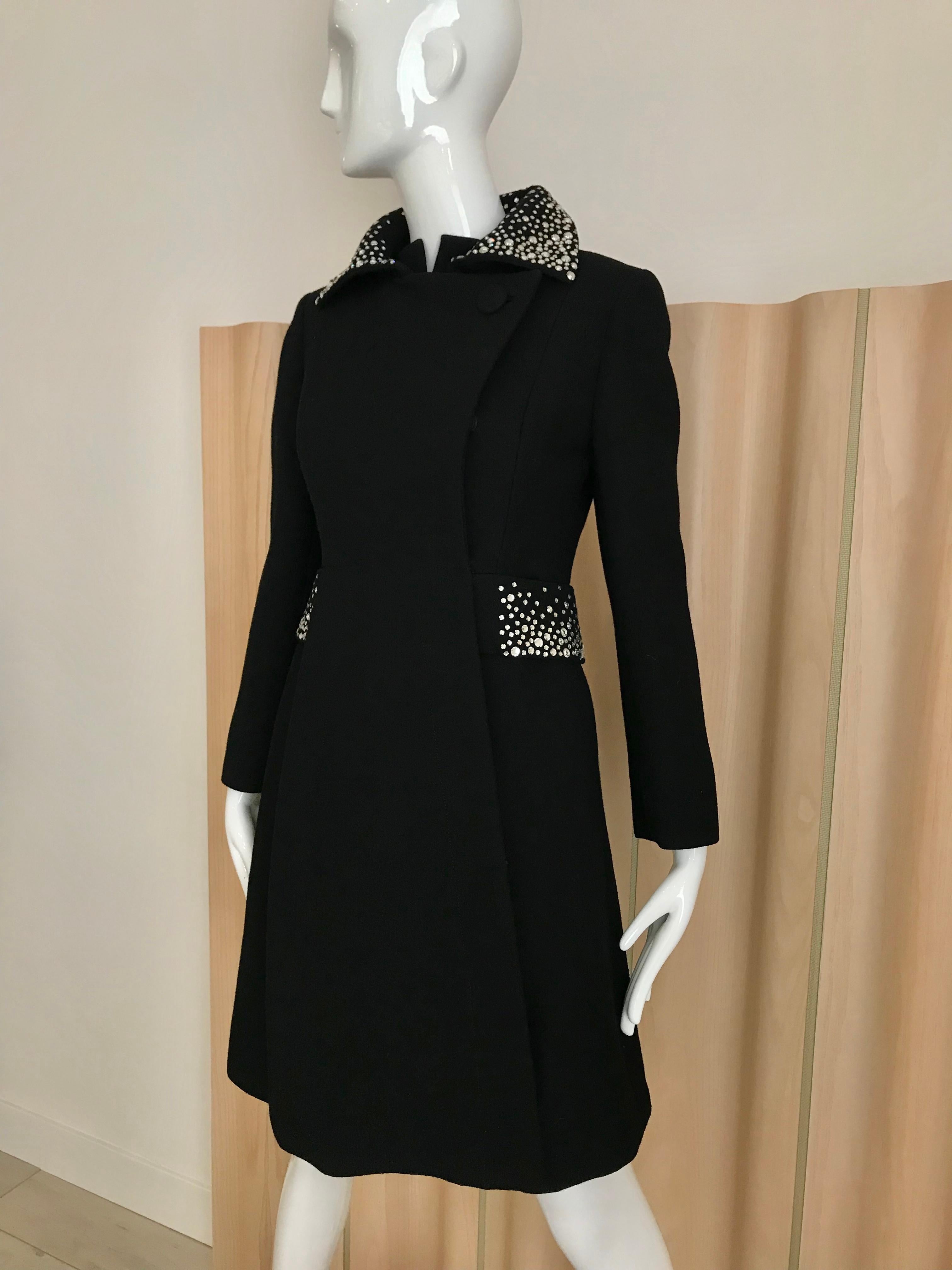 1960s Pauline Trigere Black Crepe Sleeveless Dress and Coat  1