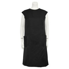 1960s Pauline Trigère Black Silk/Satin Shift Dress 
