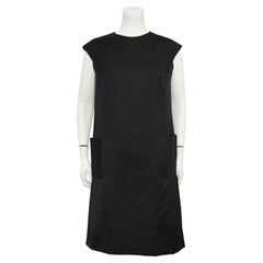 Retro 1960s Pauline Trigère Black Silk/Satin Shift Dress 