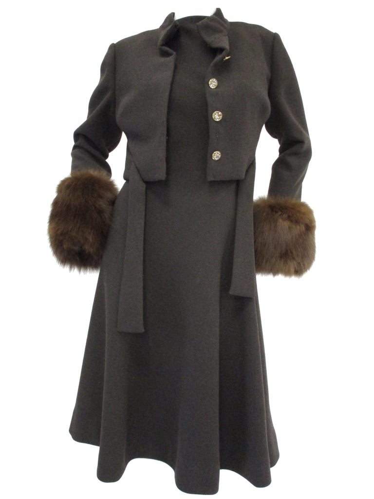 1960s Grey Wool Pauline Trigere Sheath