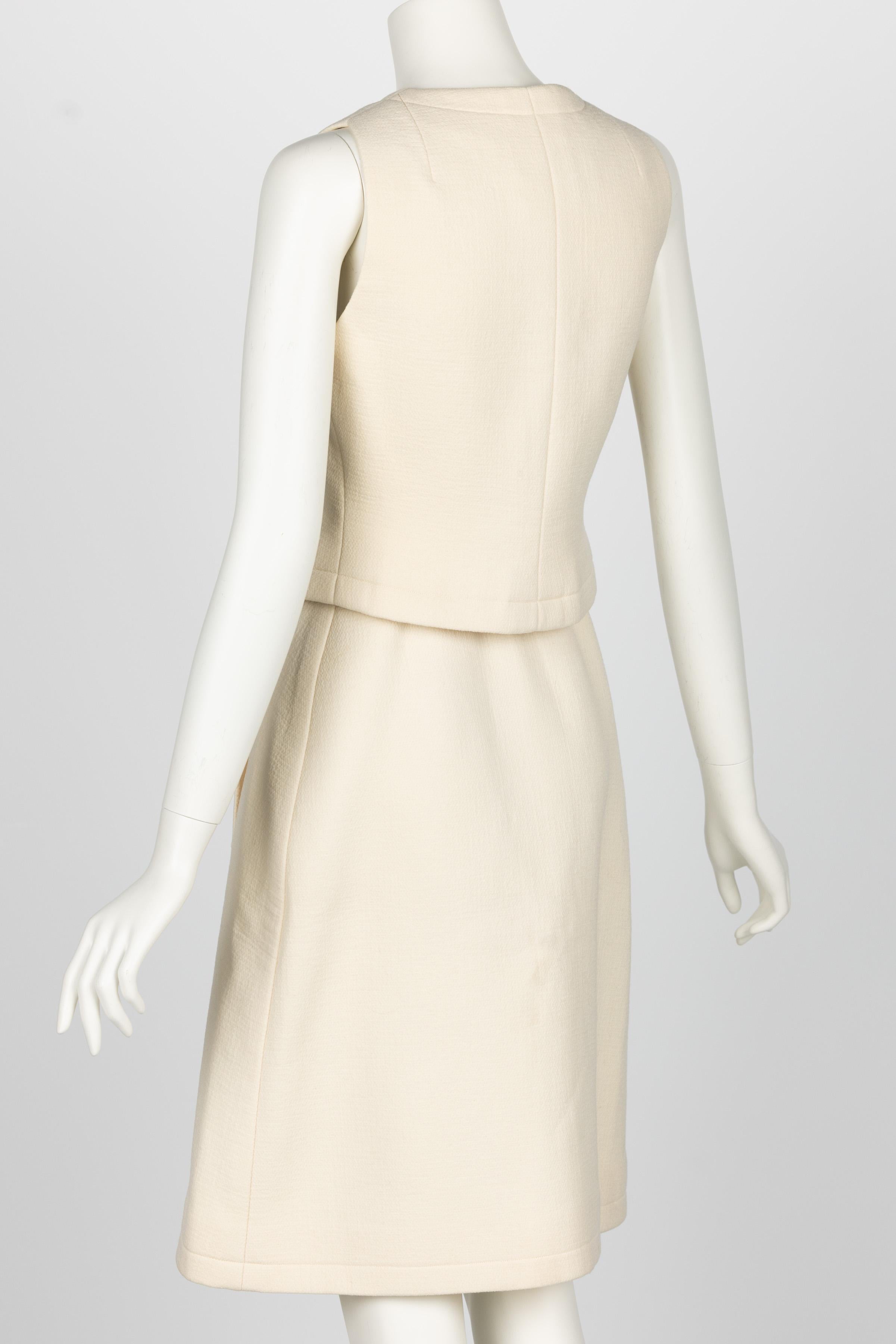 1960s Pauline Trigere Ivory & Black Tailored Vest Skirt Suit For Sale 1