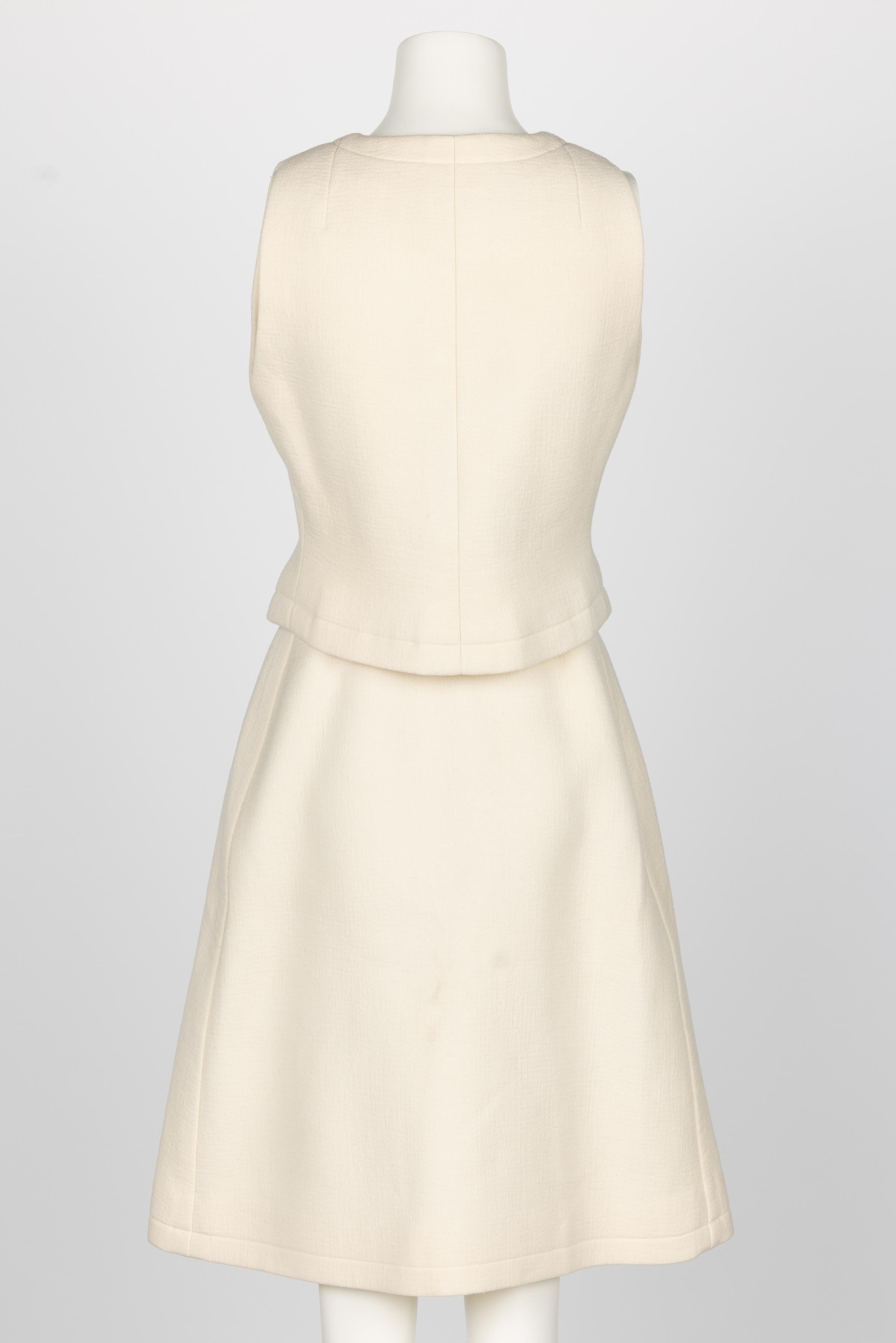 1960s Pauline Trigere Ivory & Black Tailored Vest Skirt Suit For Sale 3