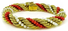 Bracelet en or, perles et corail, années 1960