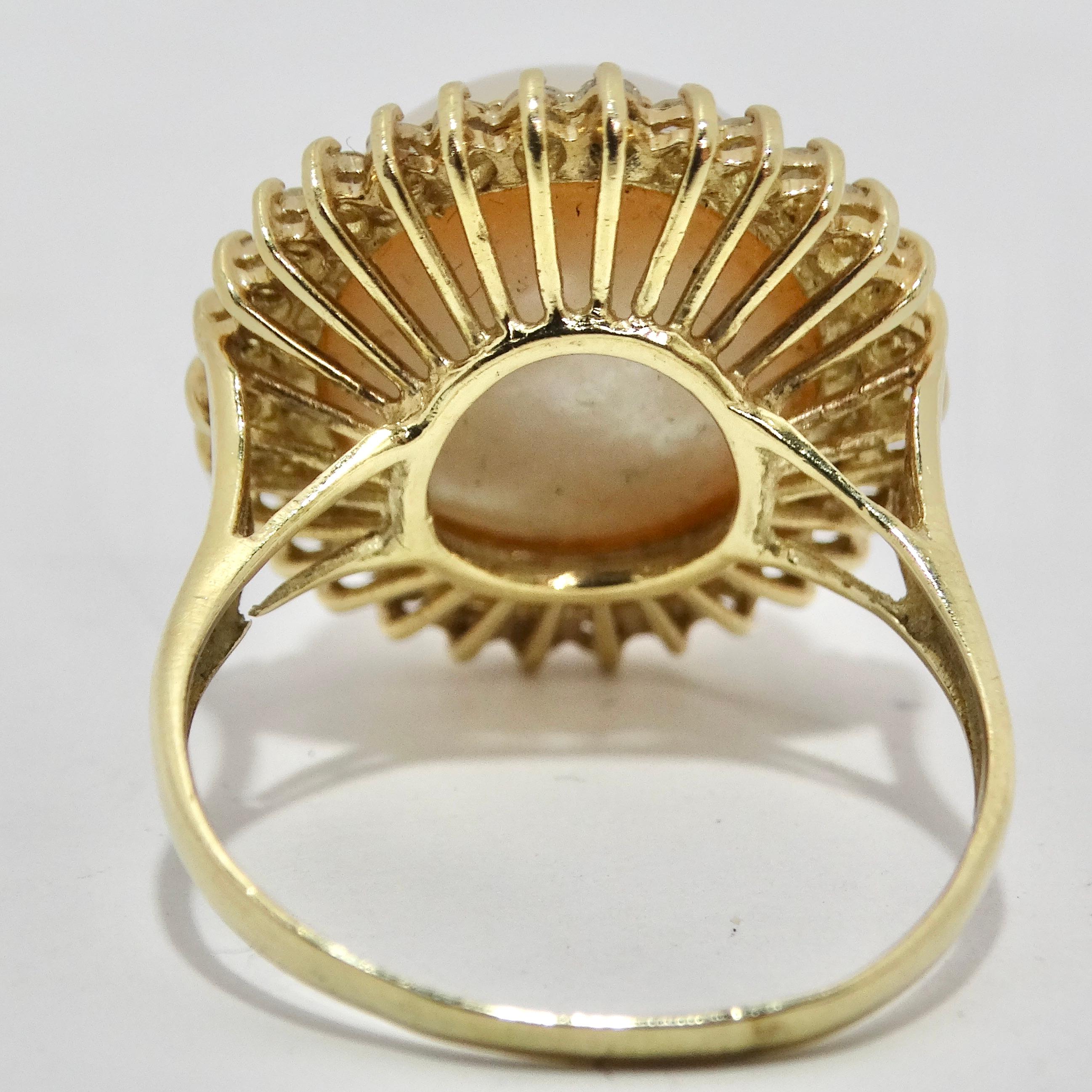Women's or Men's 1960s Pearl Diamond 14K Cocktail Gold Ring For Sale
